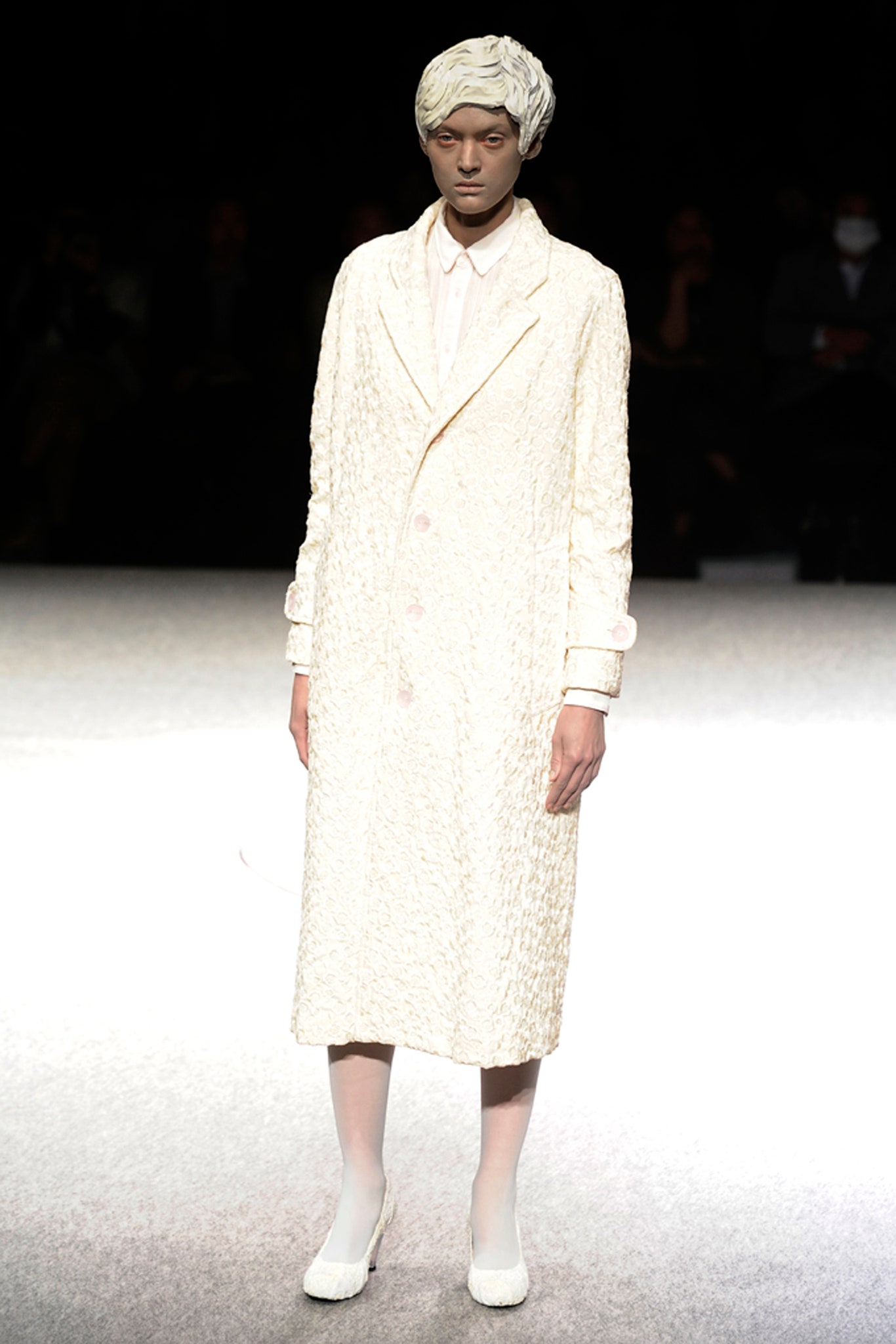 white textured relaxed coat