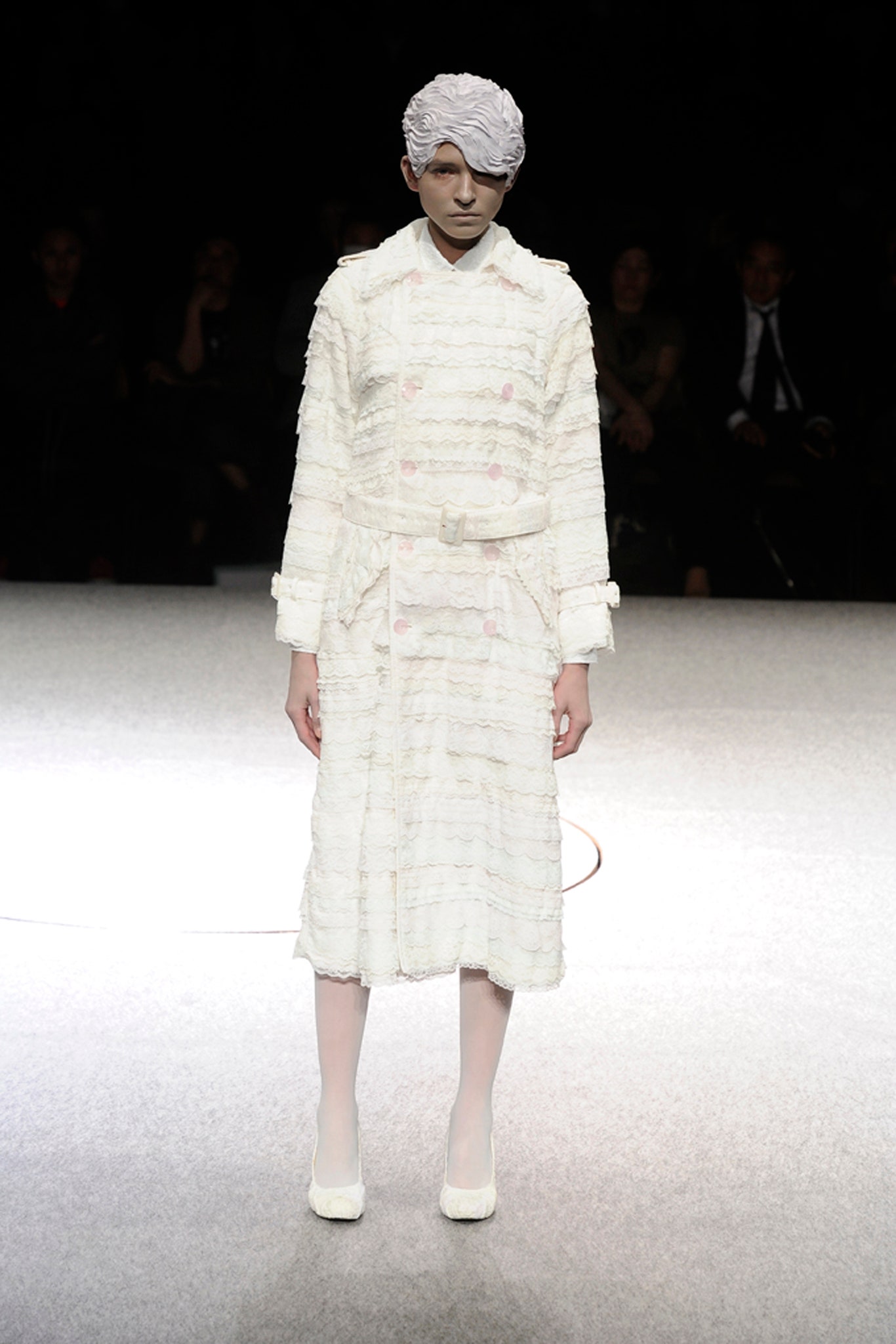 white fitted coat