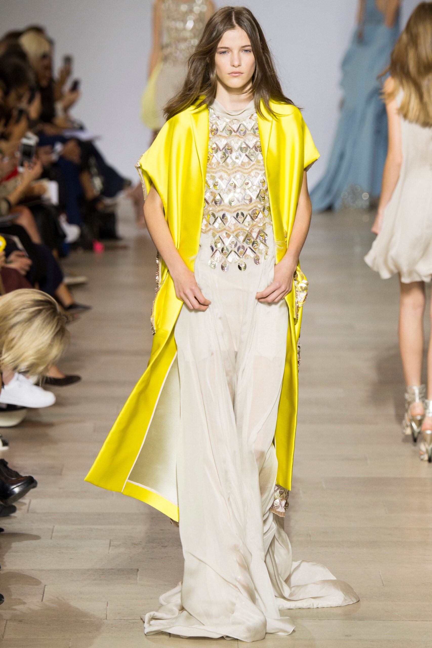 yellow silk relaxed draped cape