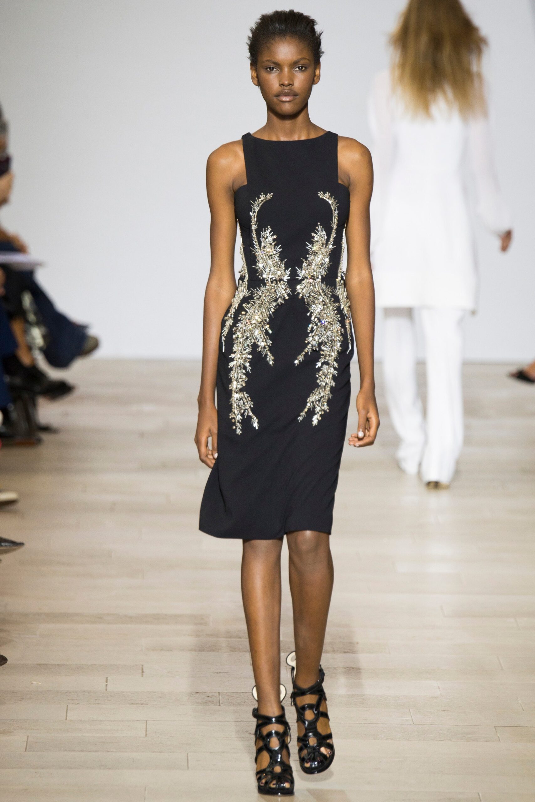 black silk sleeveless dress