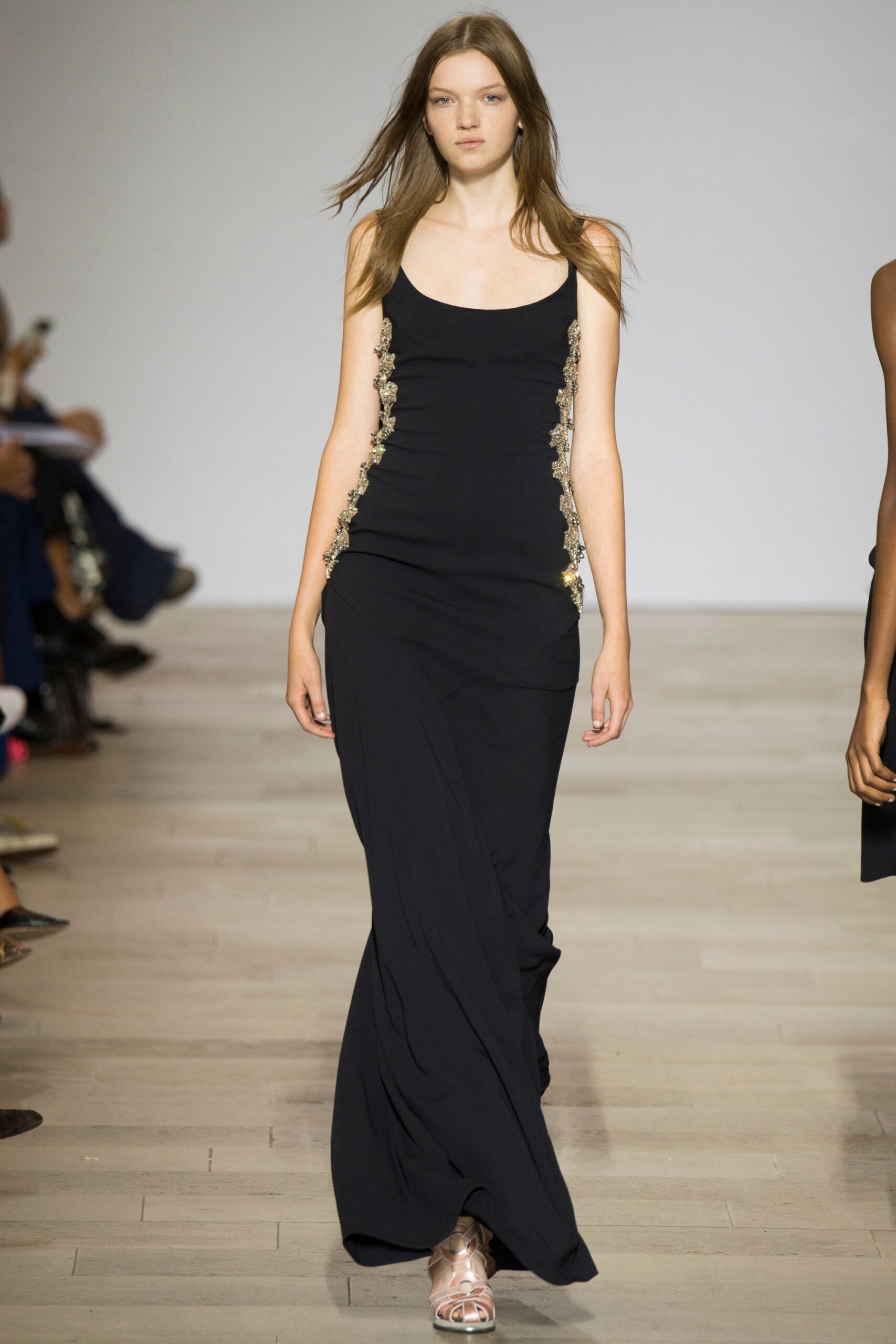 black silk sleeveless dress