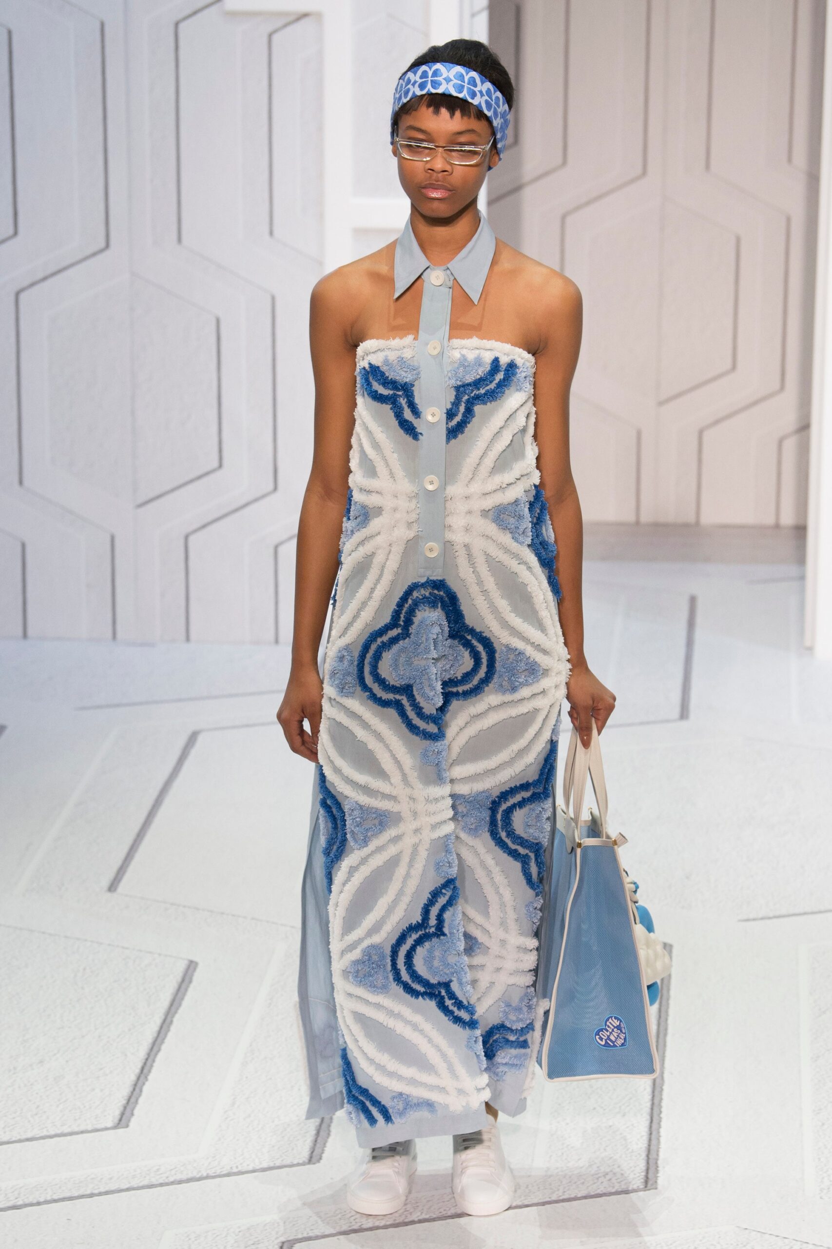 blue and white embroidered maxi dress