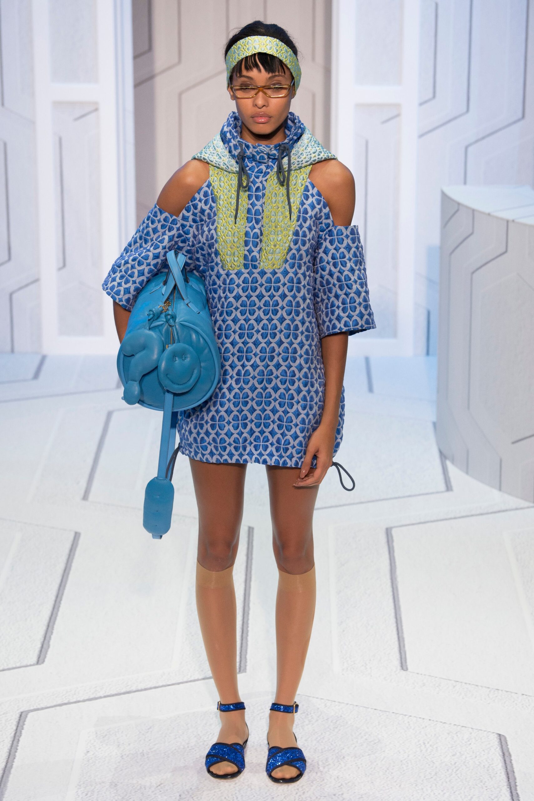 blue printed relaxed dress