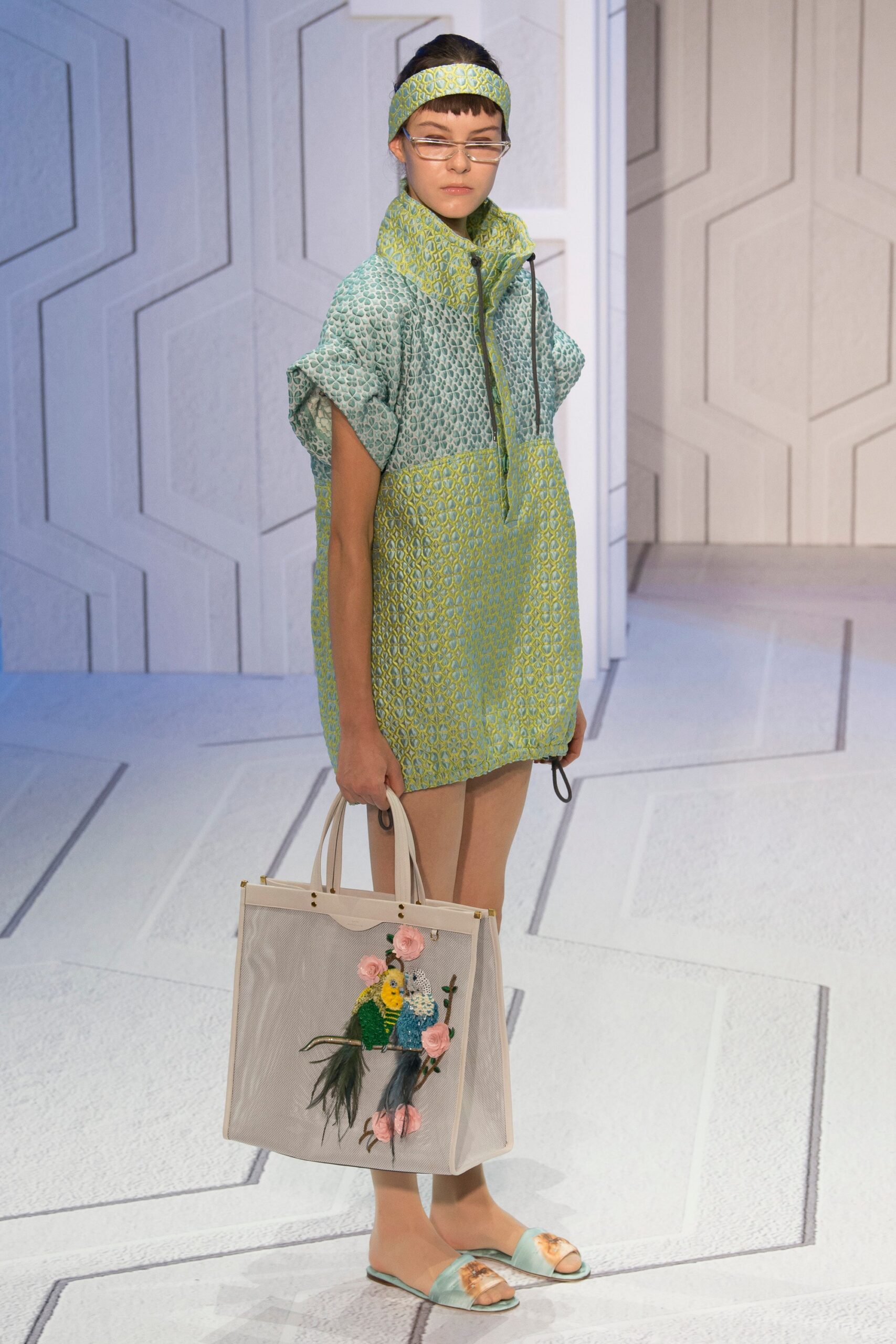 relaxed green and blue dress