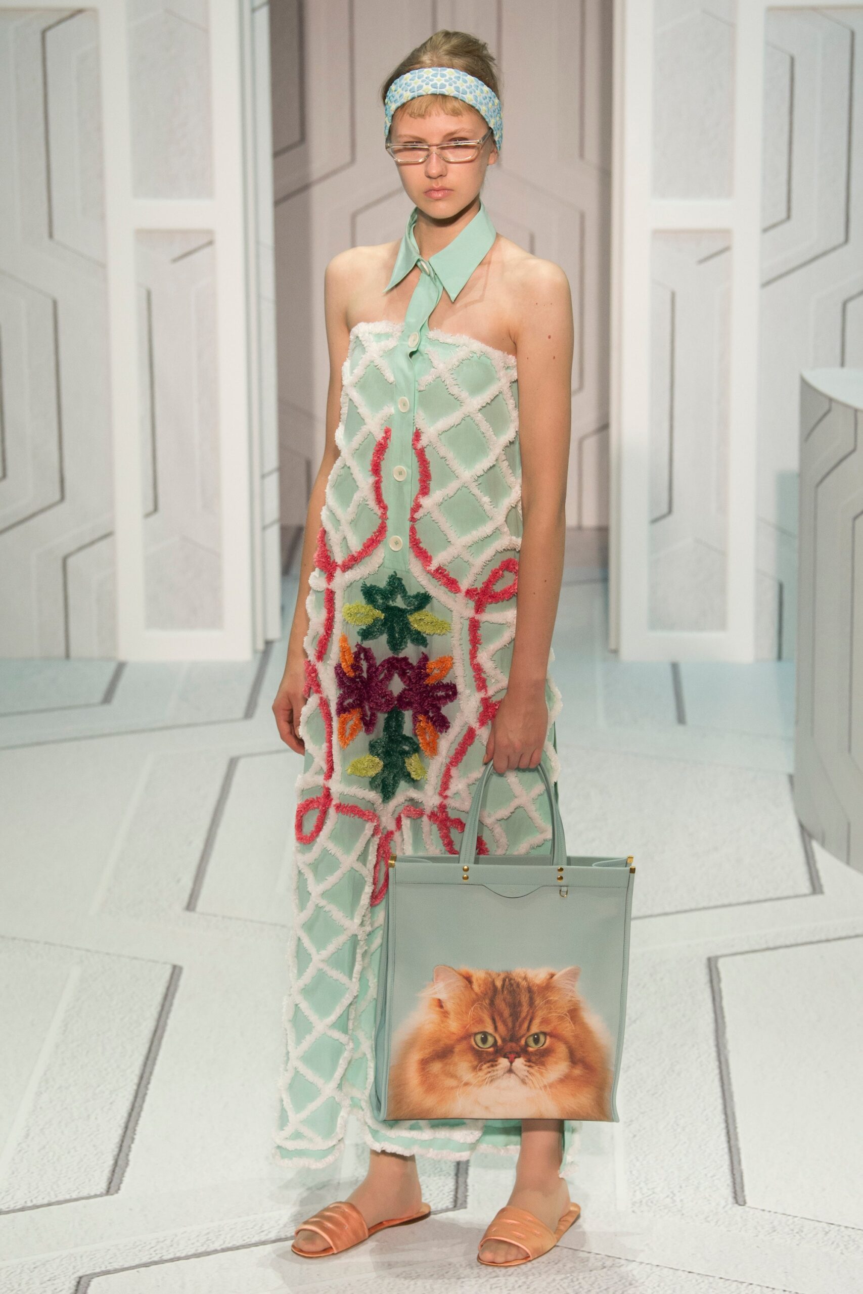 embroidered mint maxi dress