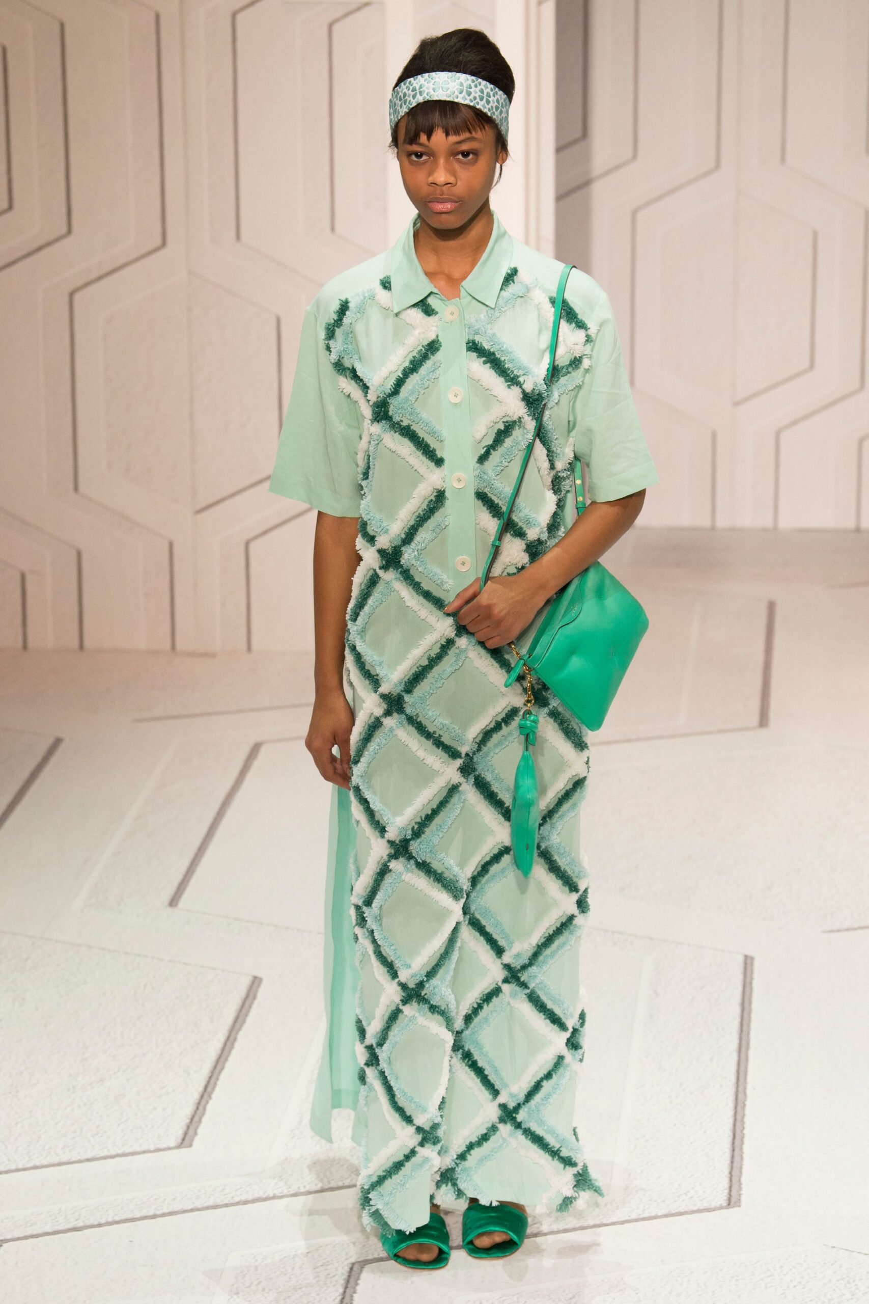 green printed maxi dress