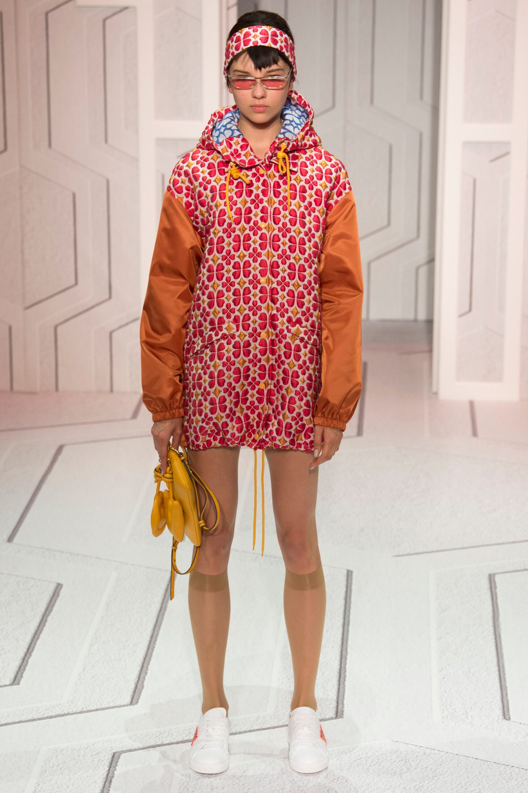 pink printed hoodie with shorts