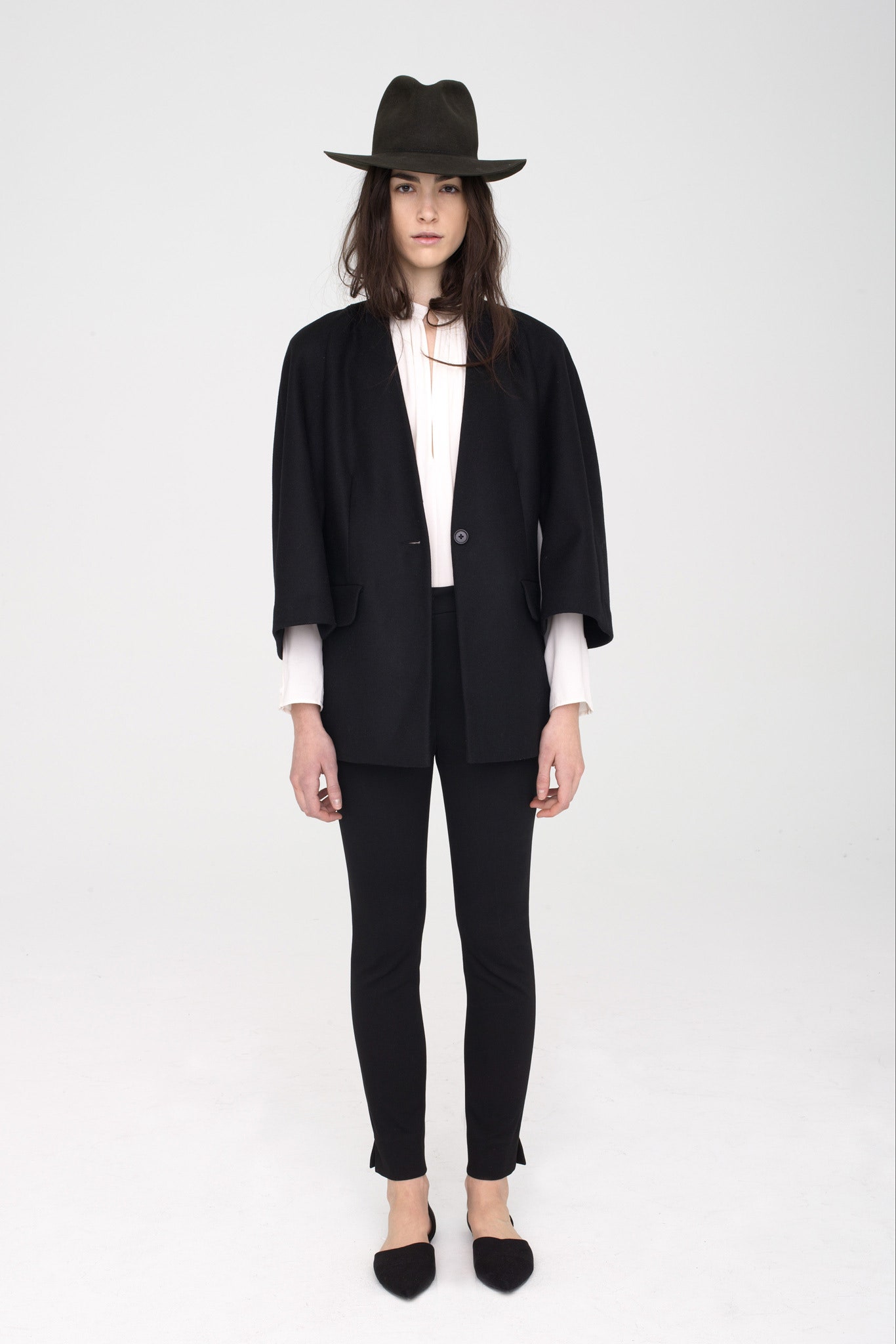 black blazer white shirt leggings