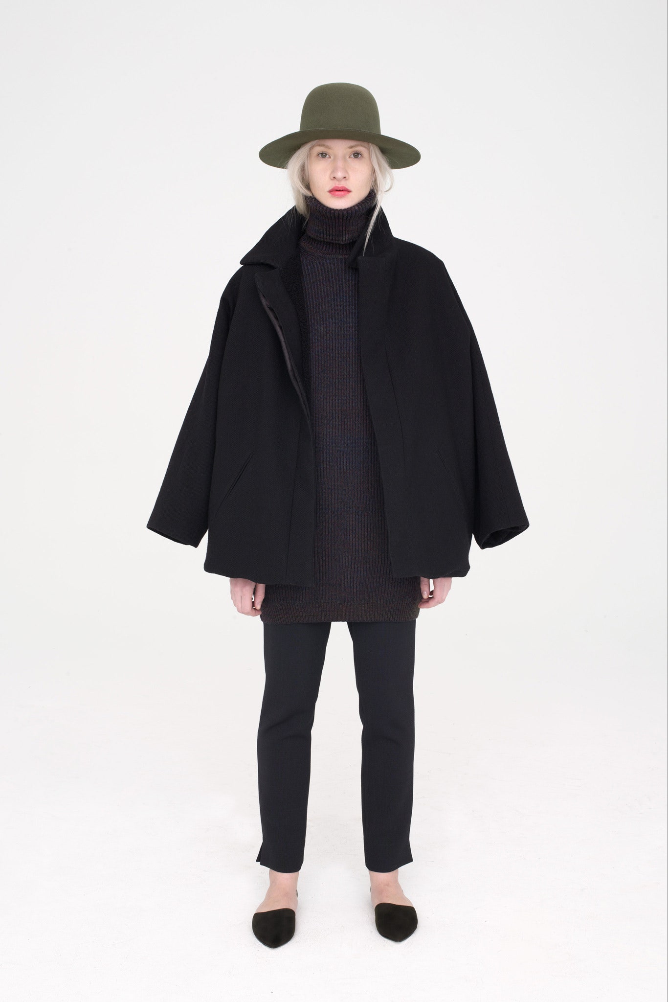 oversized black wool coat