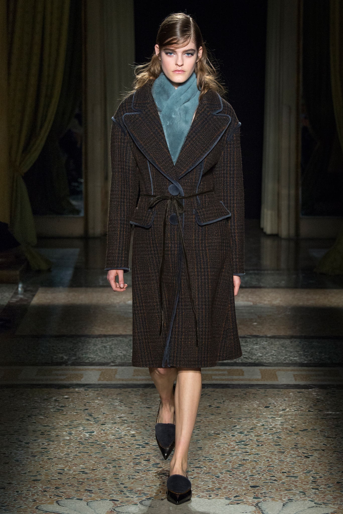 brown wool belted coat