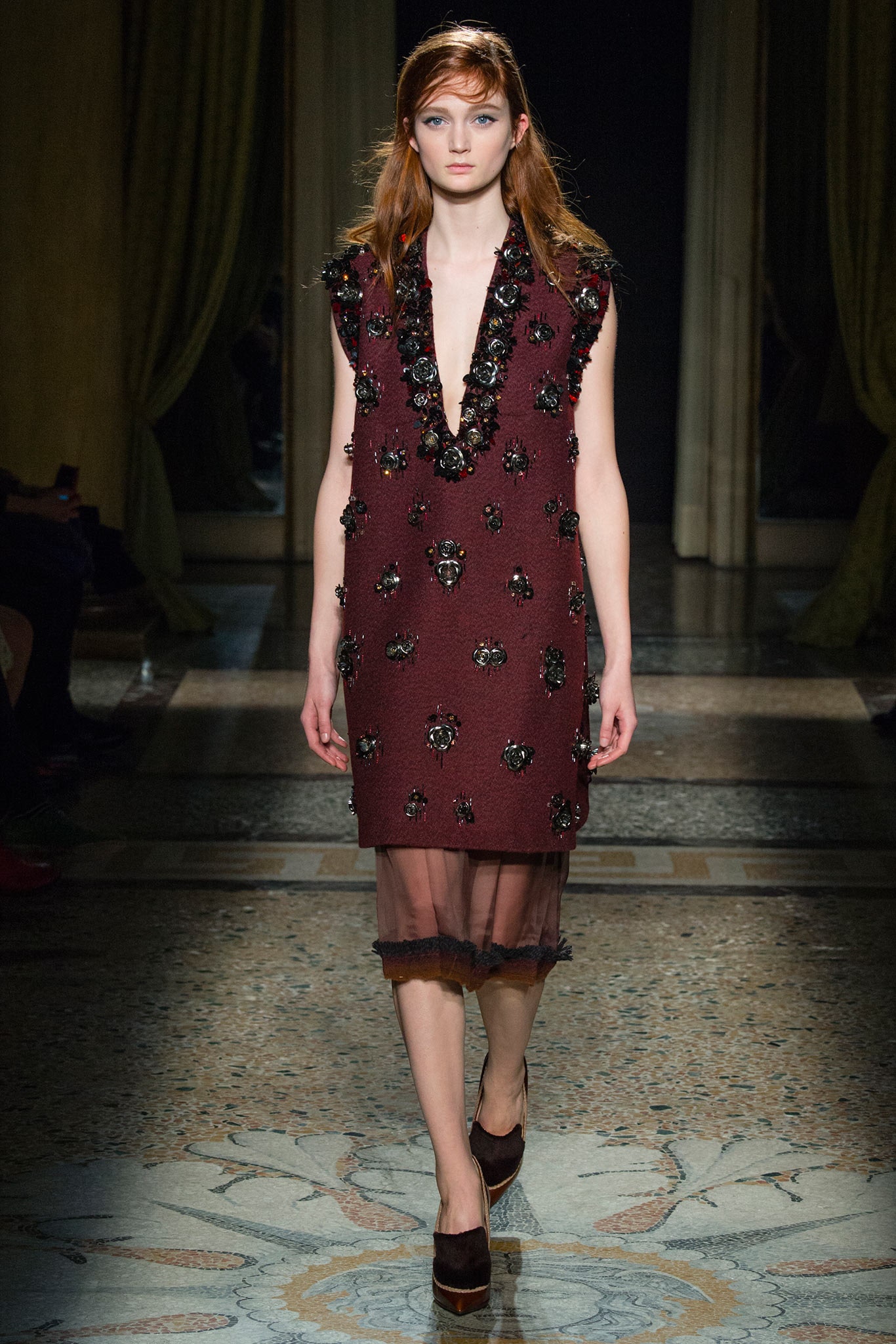 maroon silk sleeveless dress