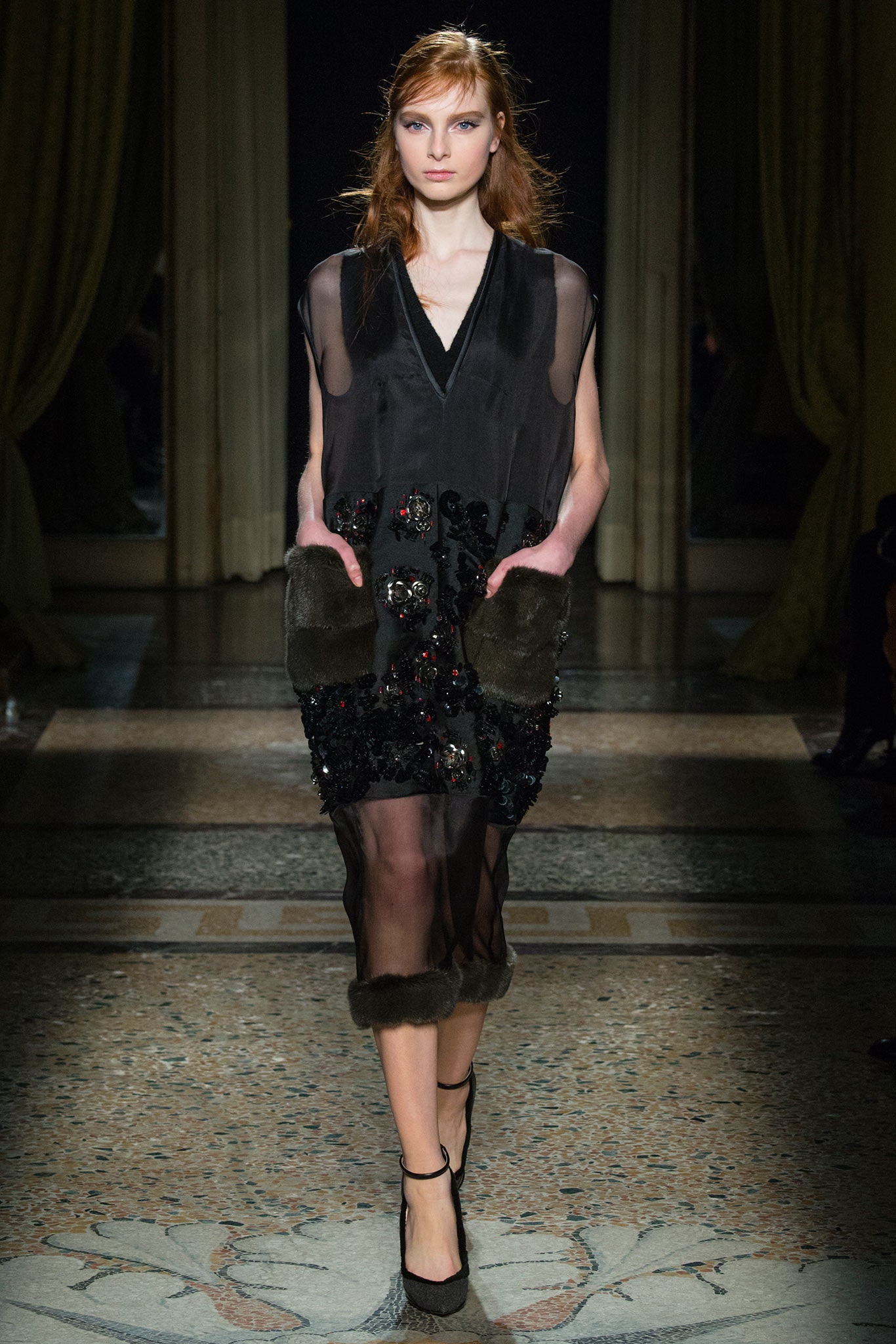 black sheer layered dress