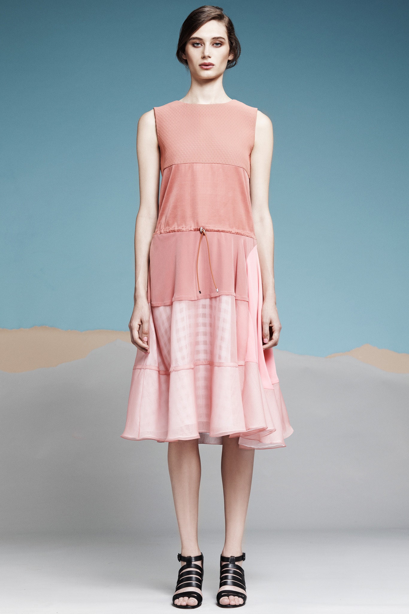 pink silk sleeveless dress