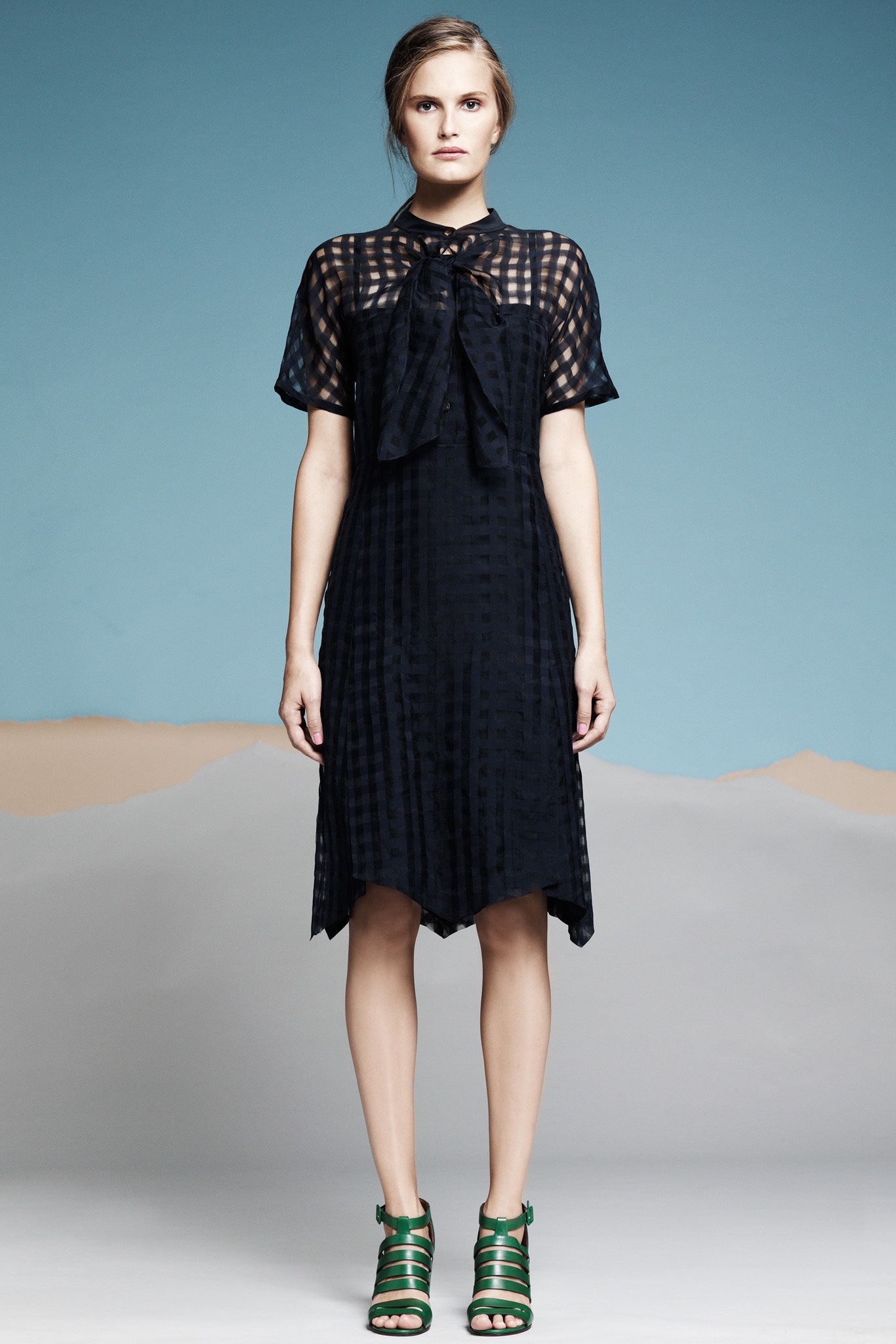 black silk pleated midi dress