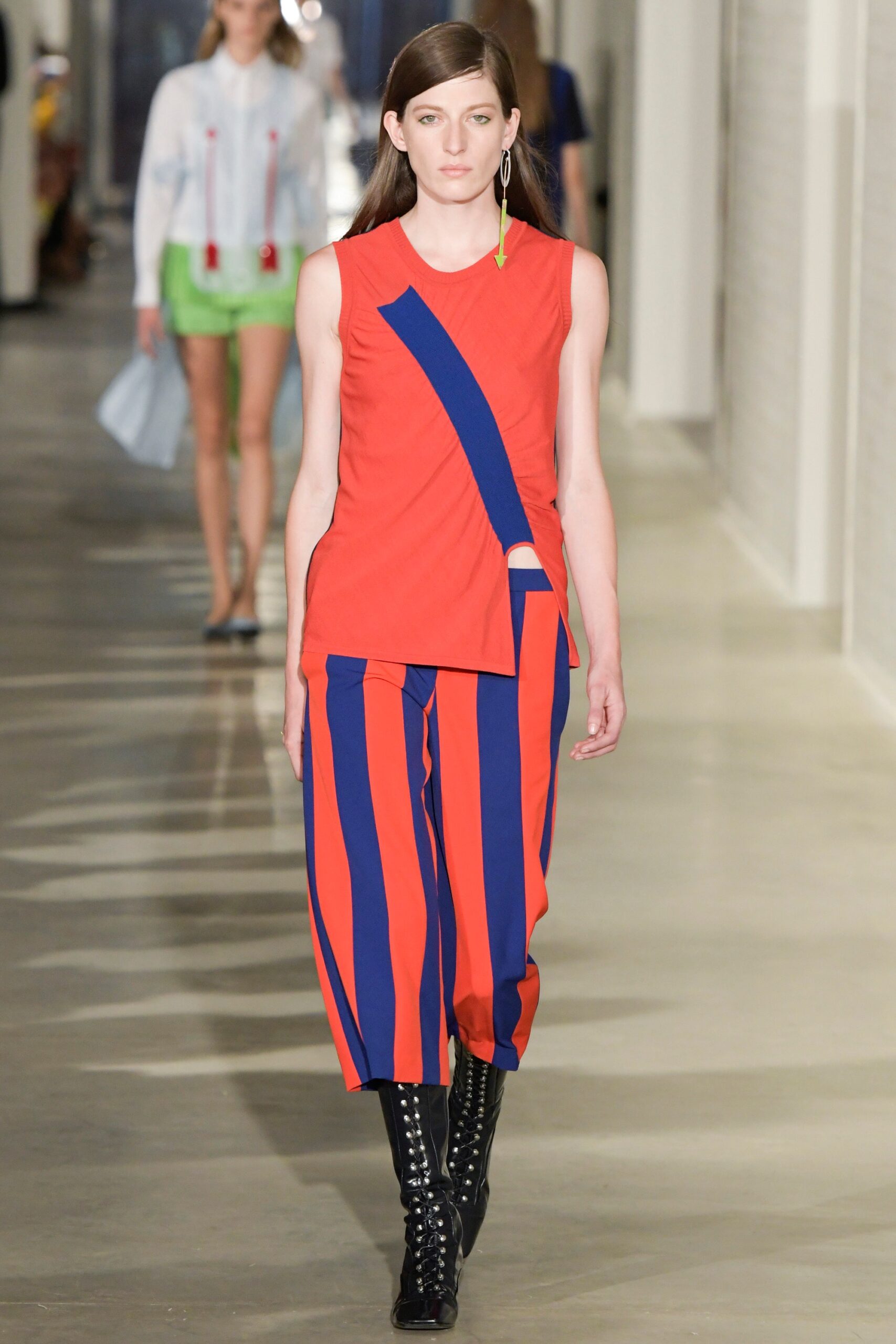 red relaxed striped pants