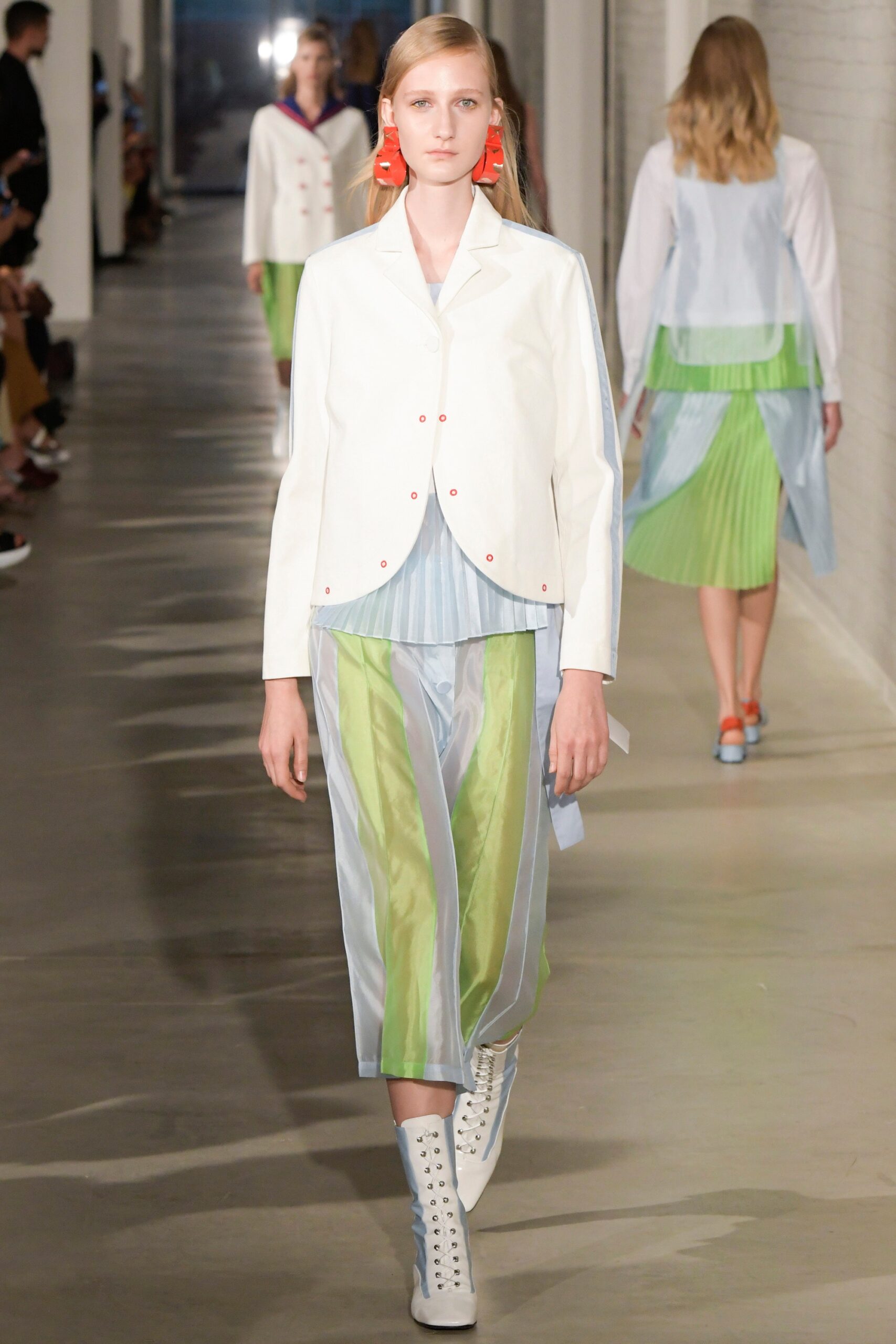 white fitted jacket and layered dress