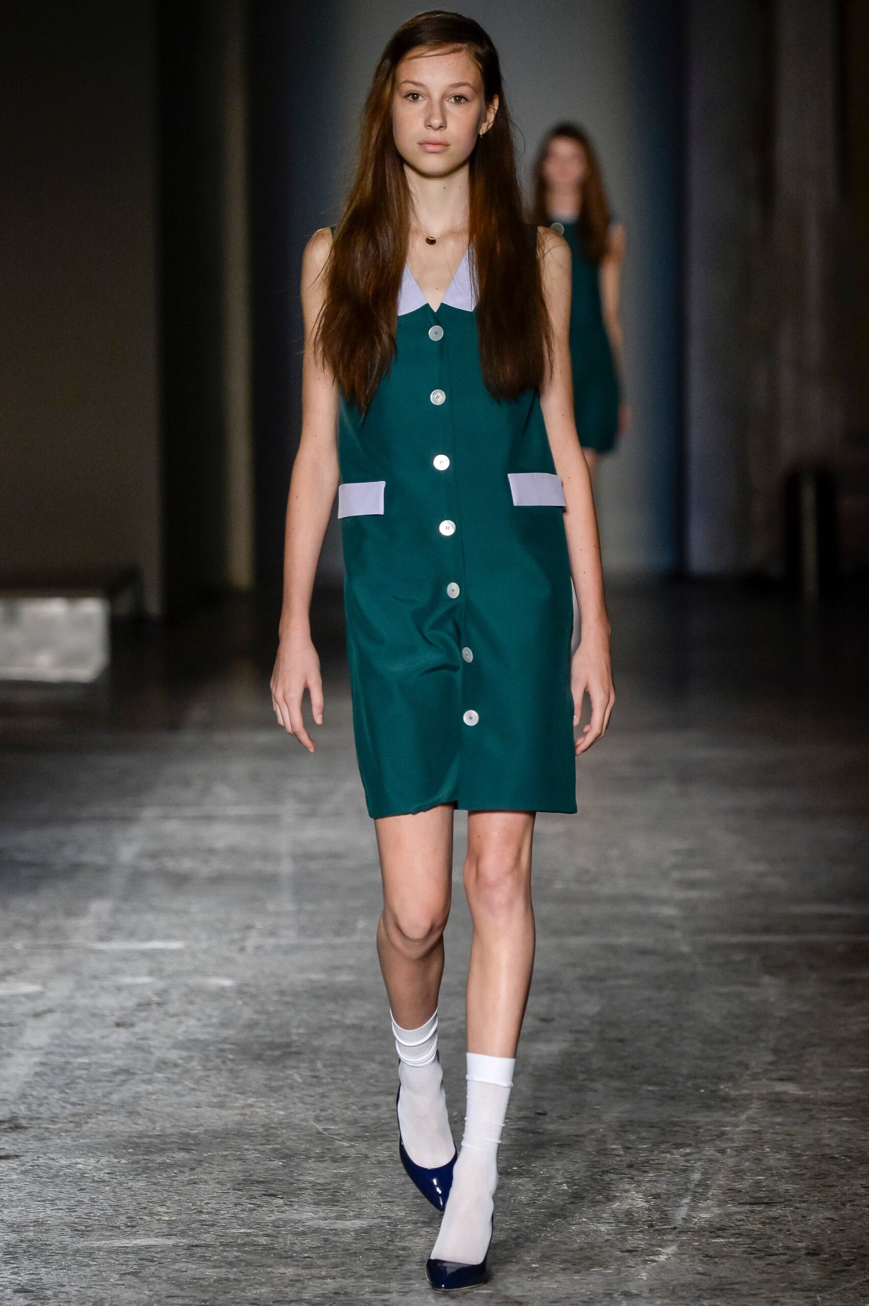 green collared sleeveless dress