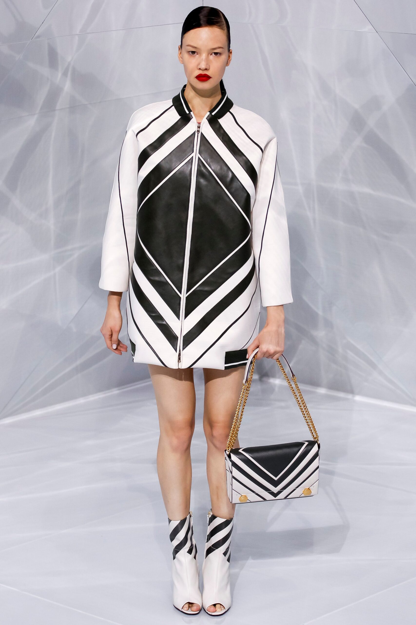 black and white leather dress