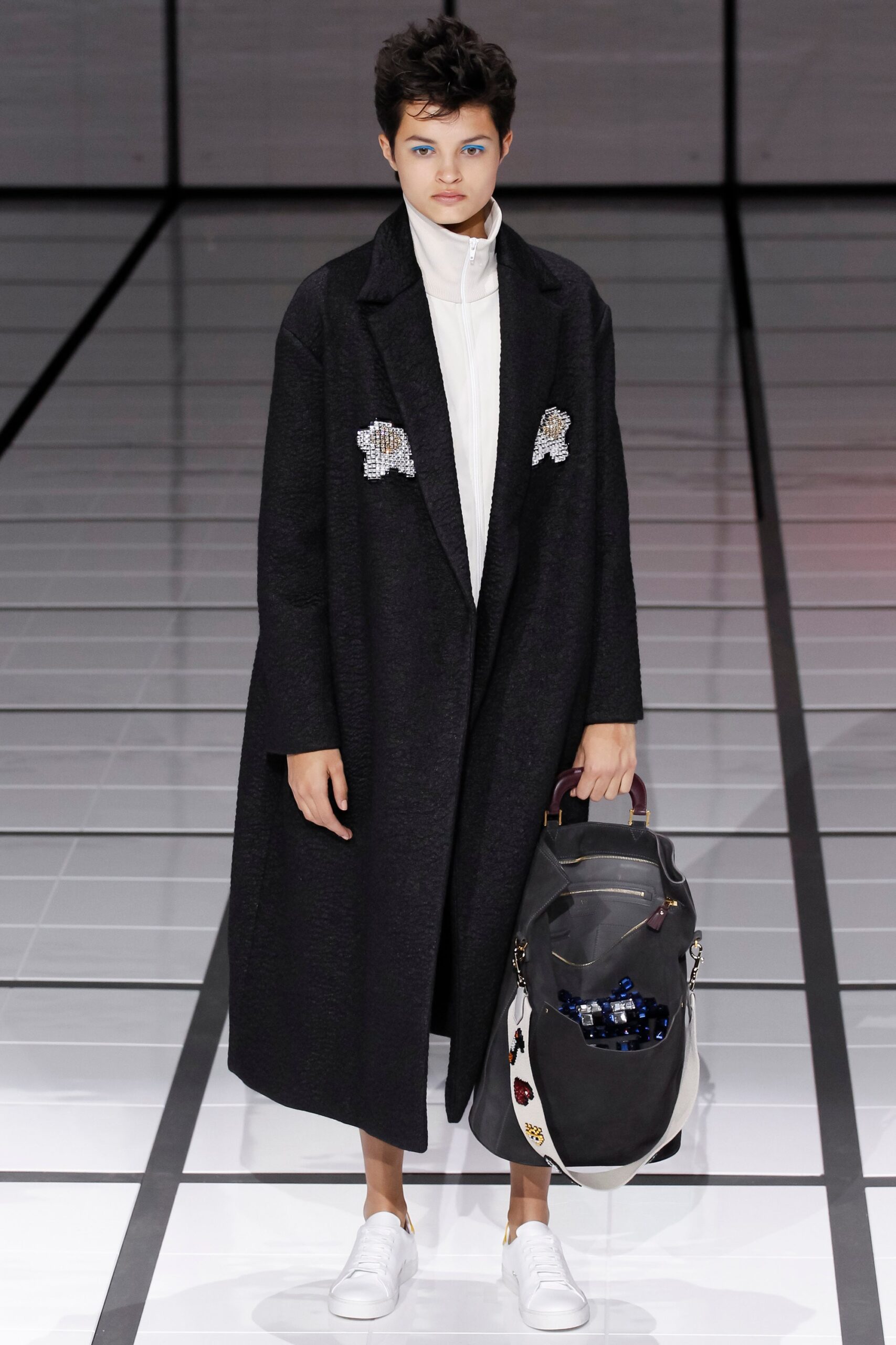 black wool oversized coat