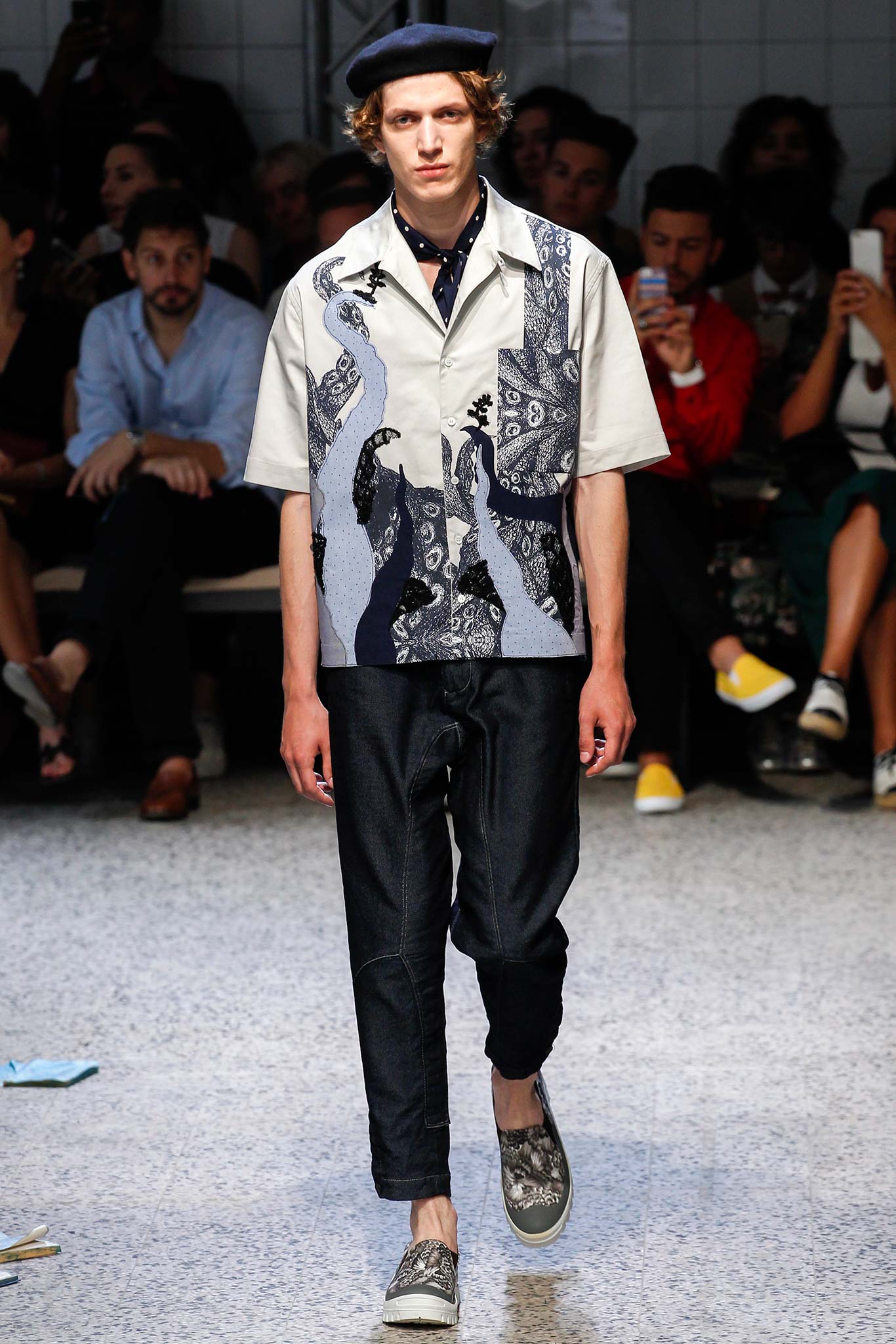 blue denim relaxed straight-leg pants