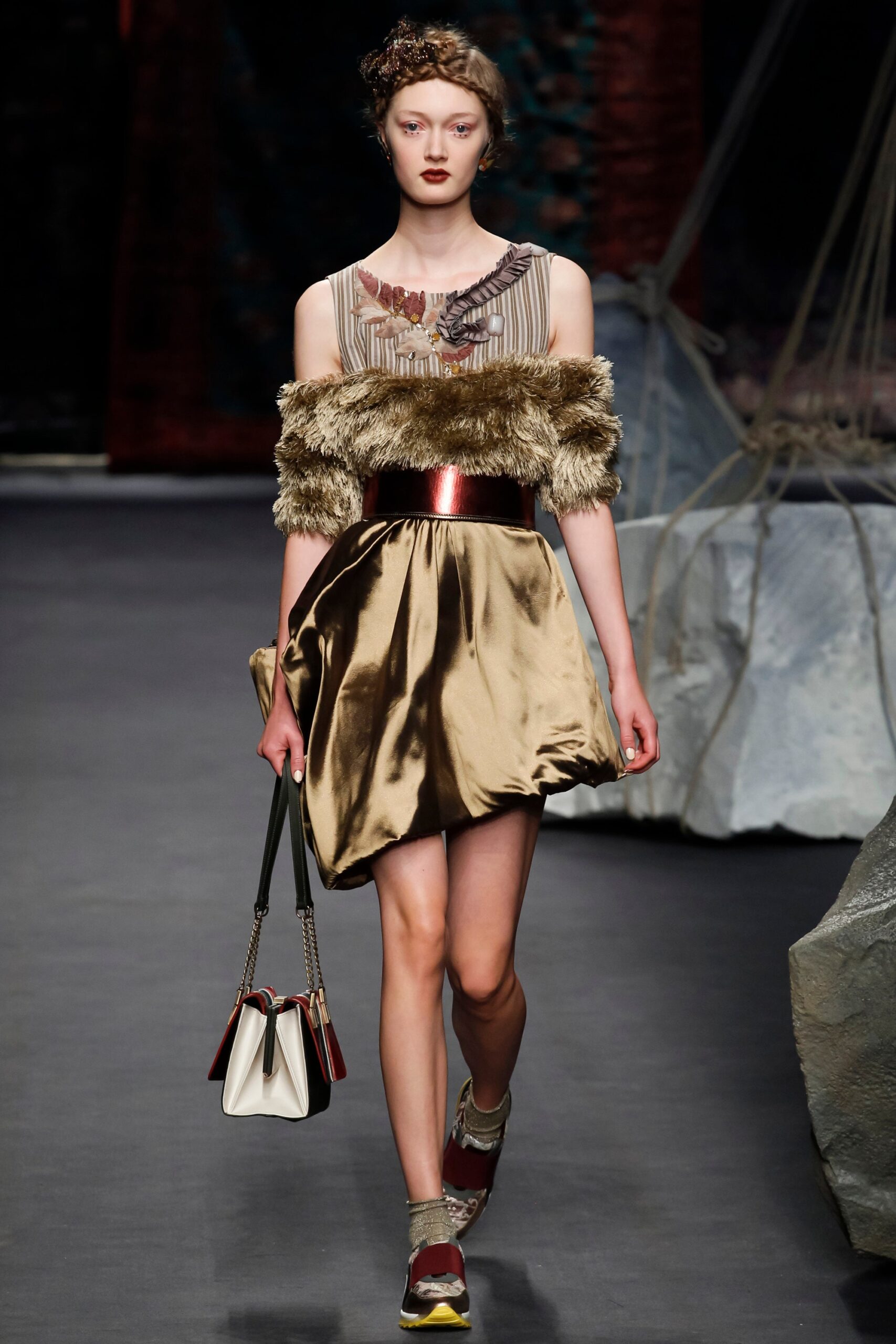 gold and brown sleeveless dress