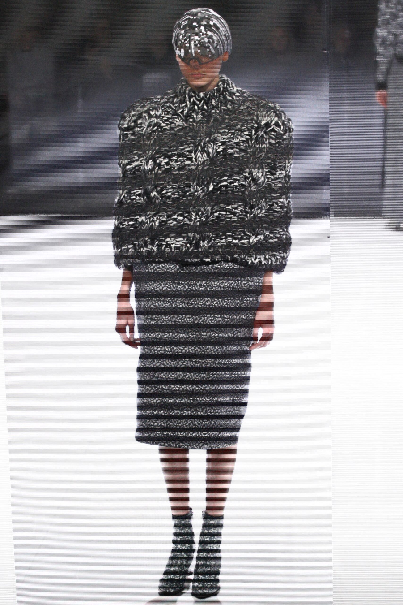 oversized black and white coat