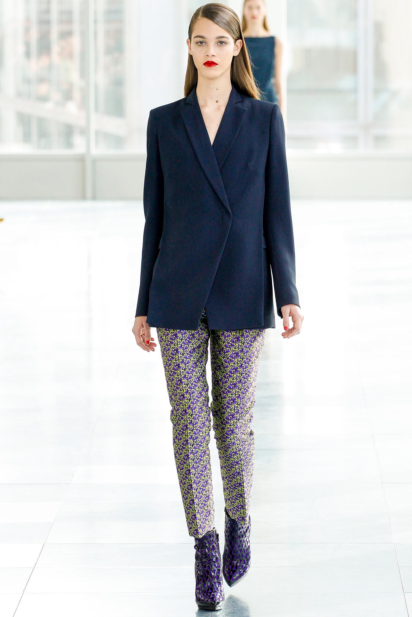 purple slim printed pants