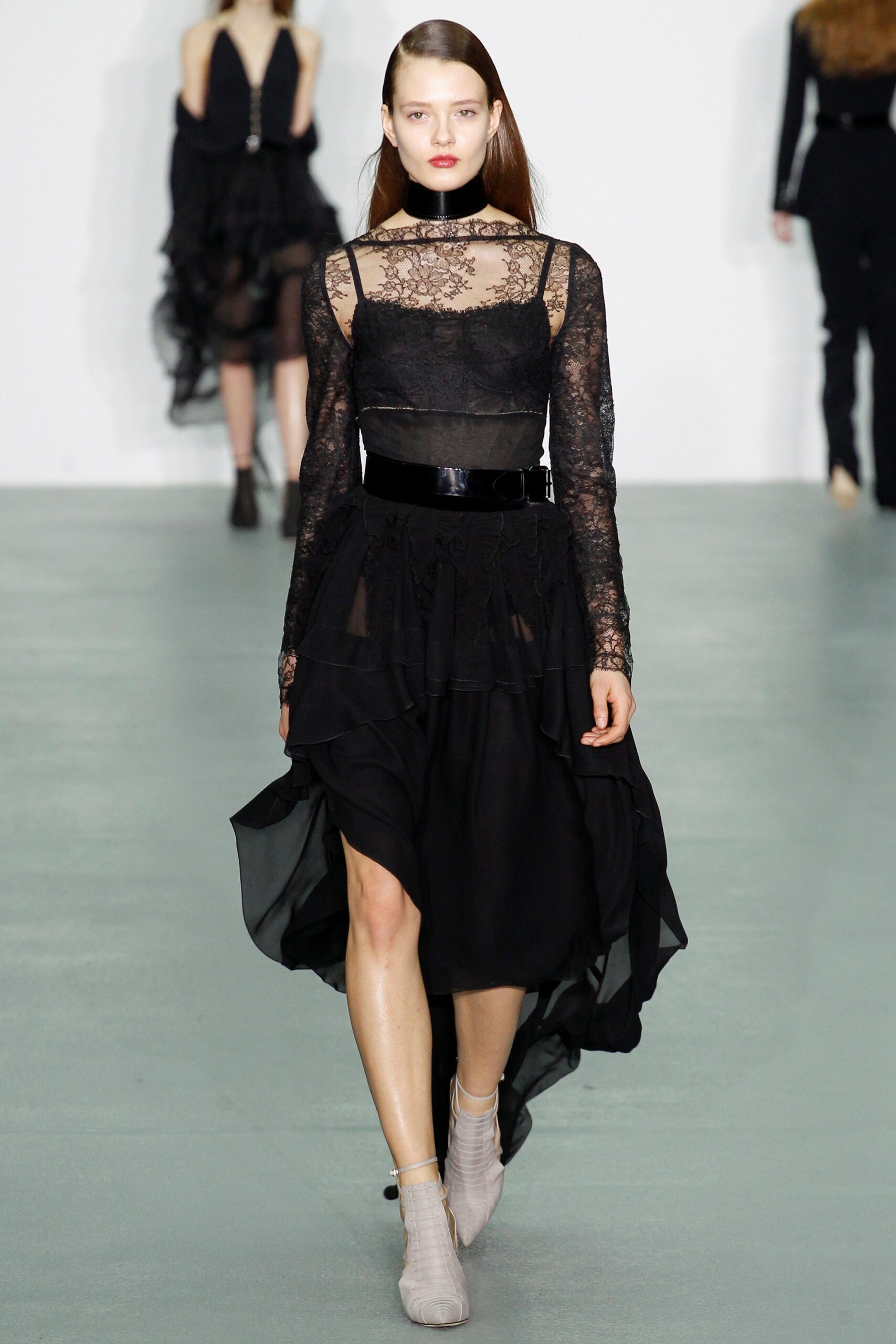 black lace midi dress