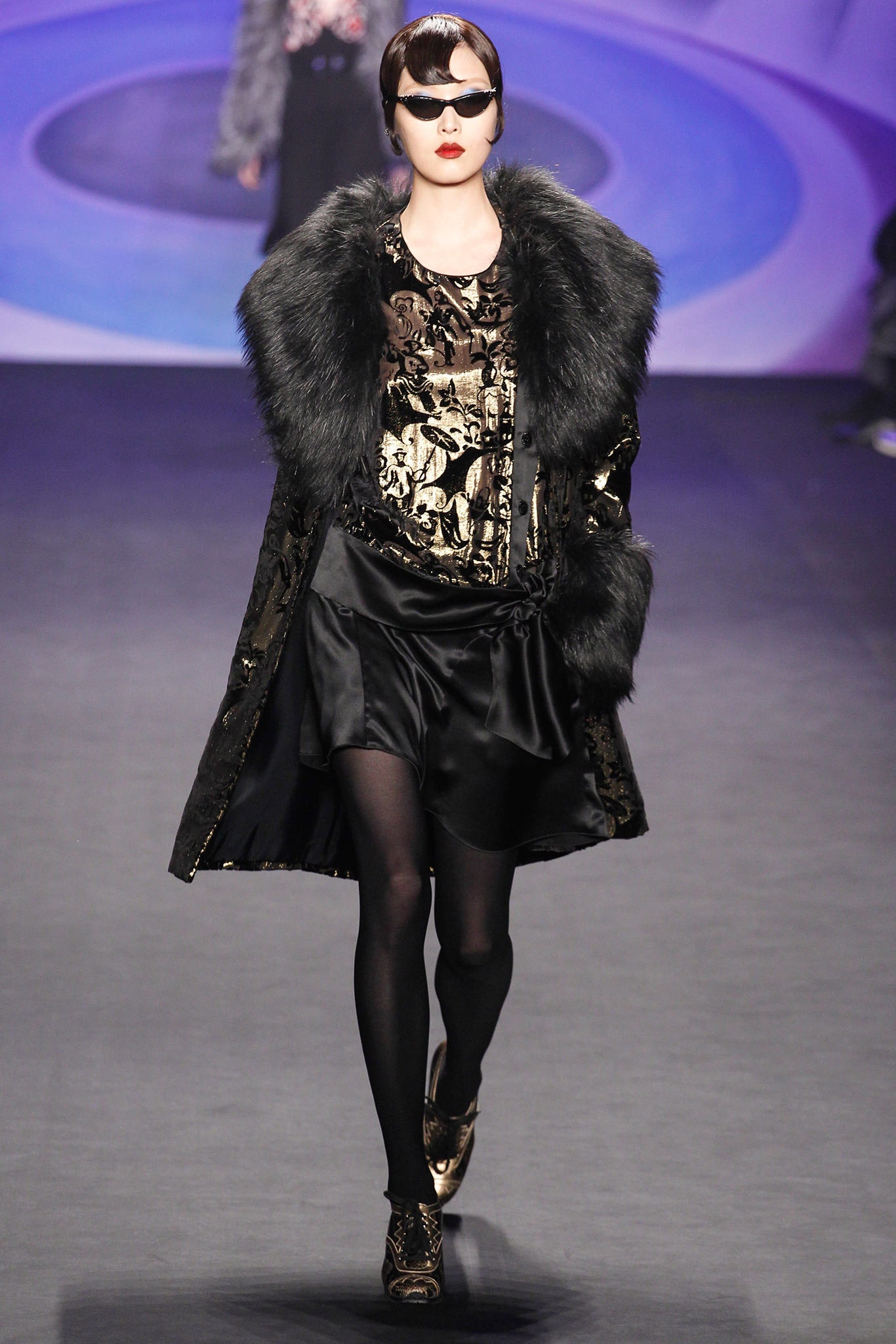 black gold embroidered coat and top