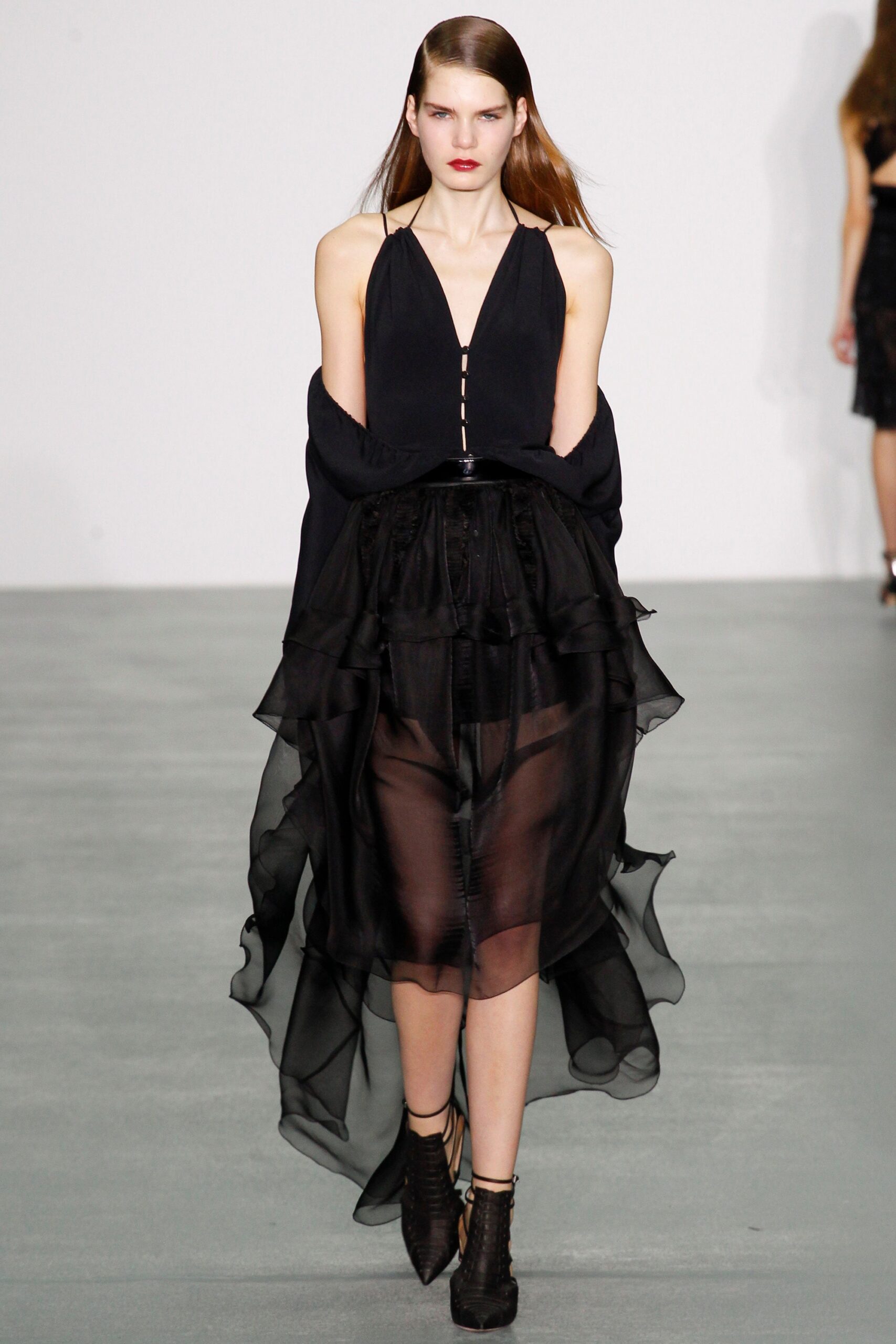 black silk long-sleeve relaxed draped jacket