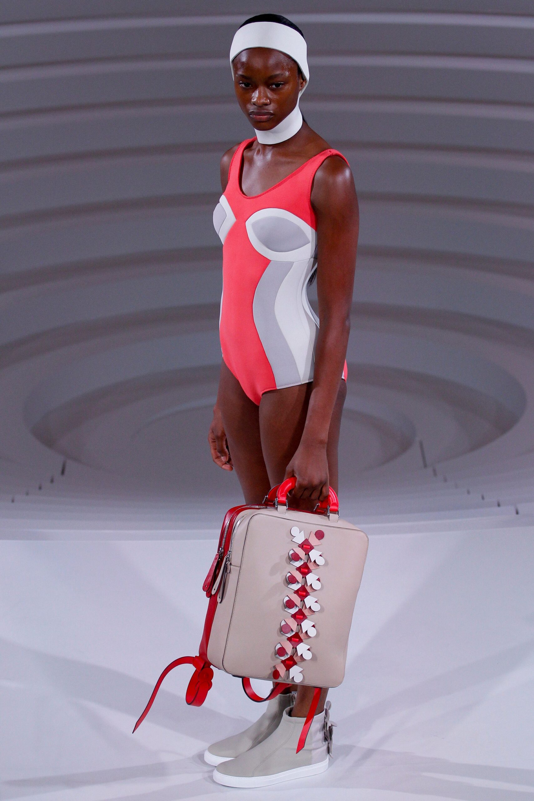 color-blocked neoprene swimsuit