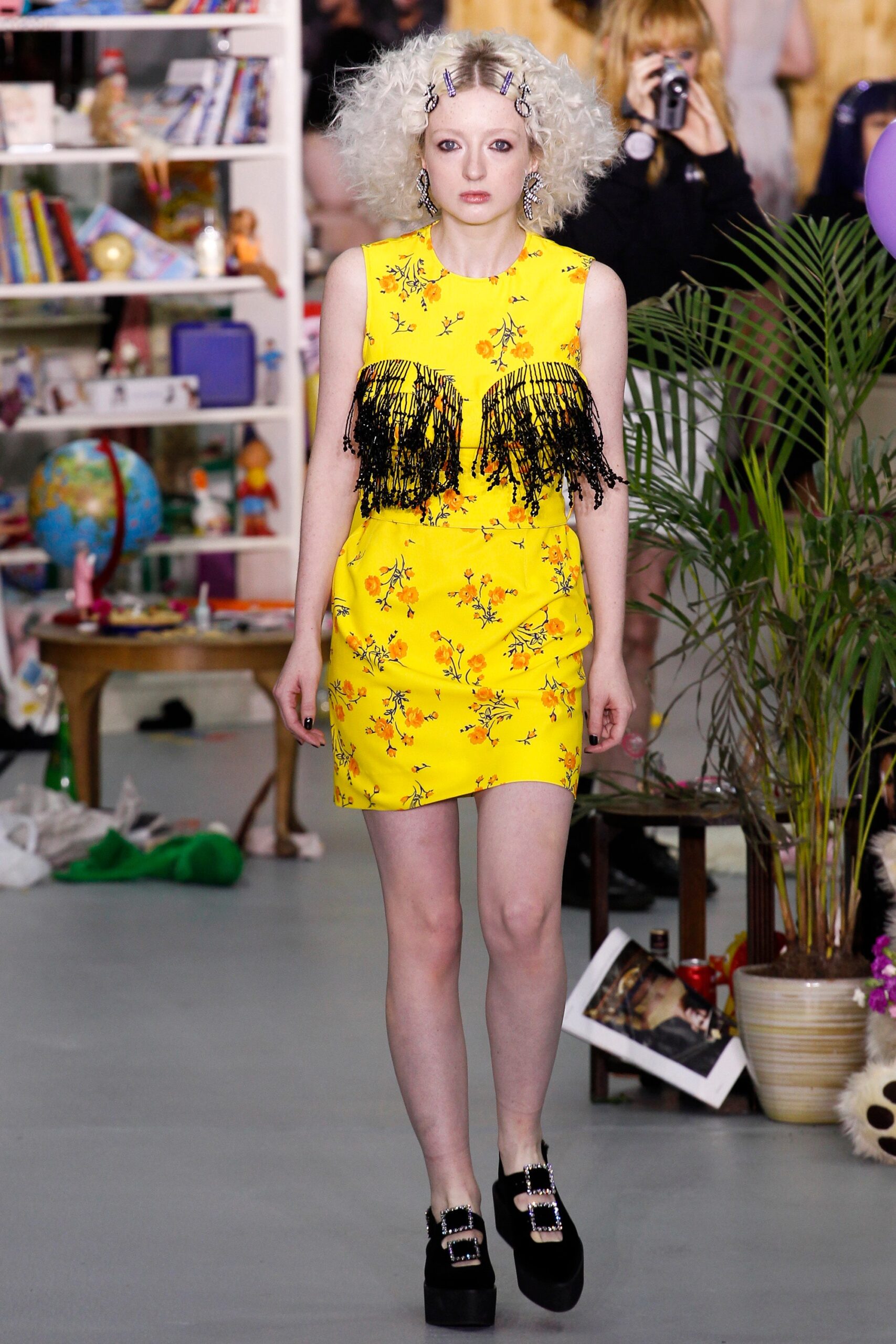 fitted yellow floral dress