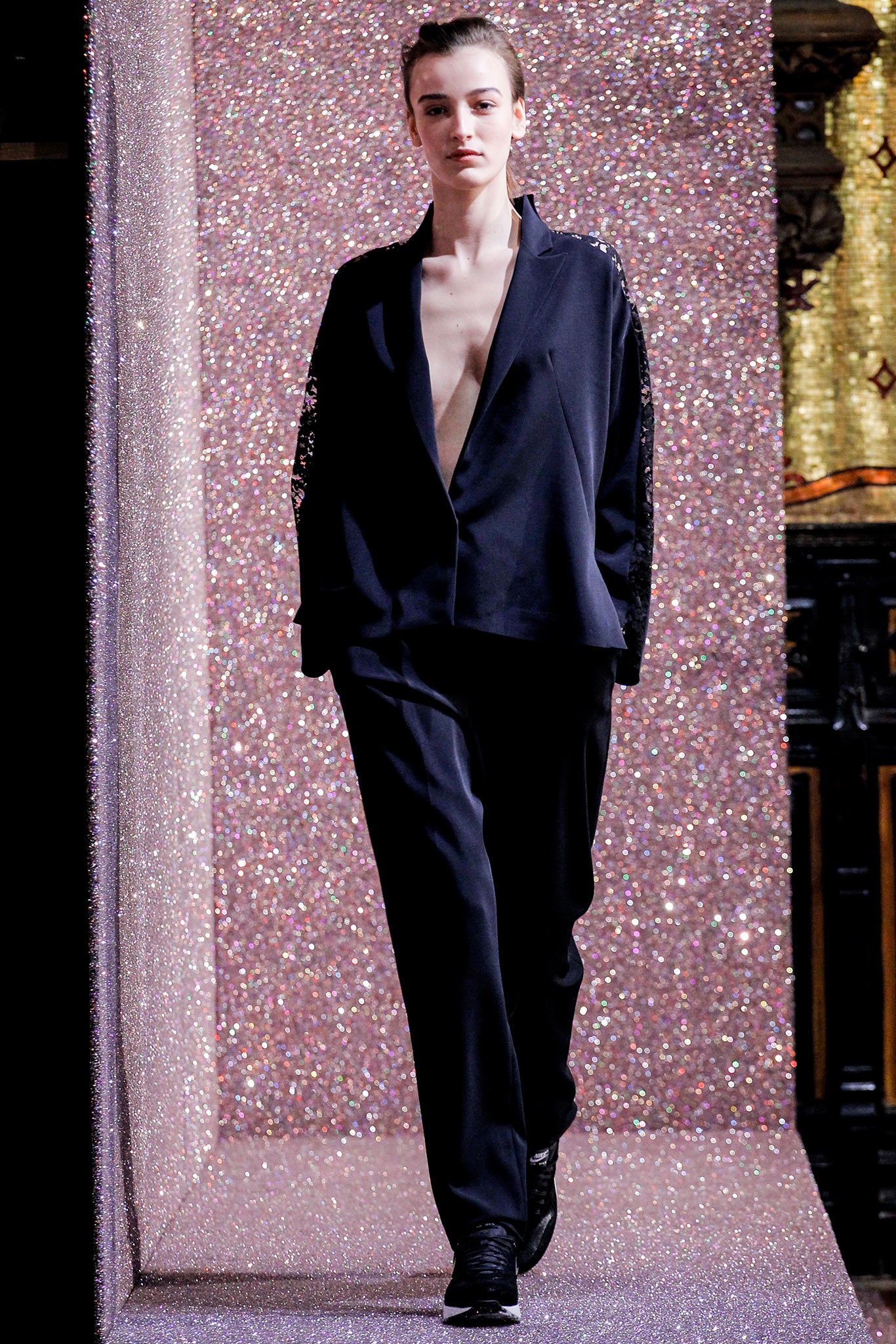 black silk blazer and pants