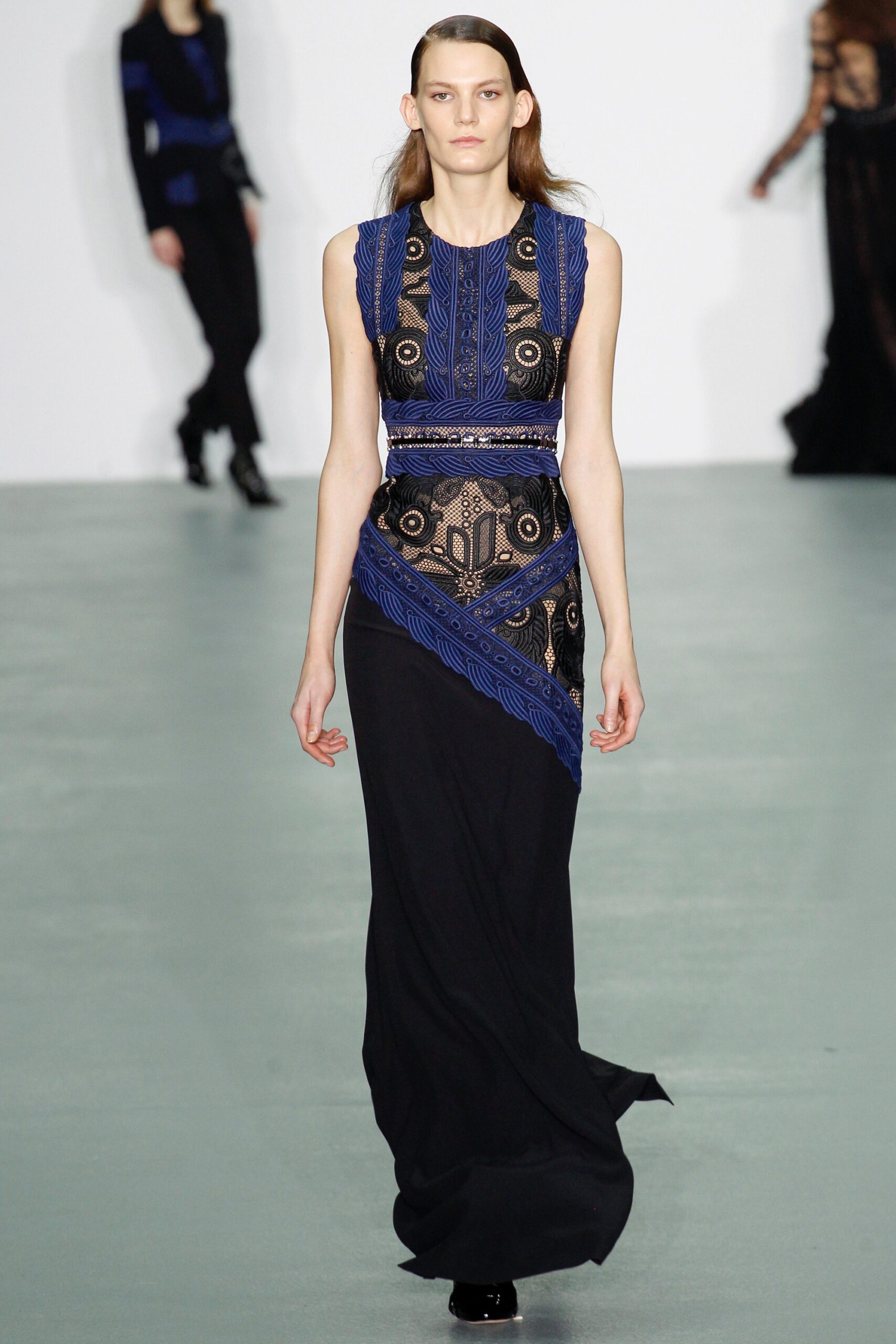 black and blue embroidered gown