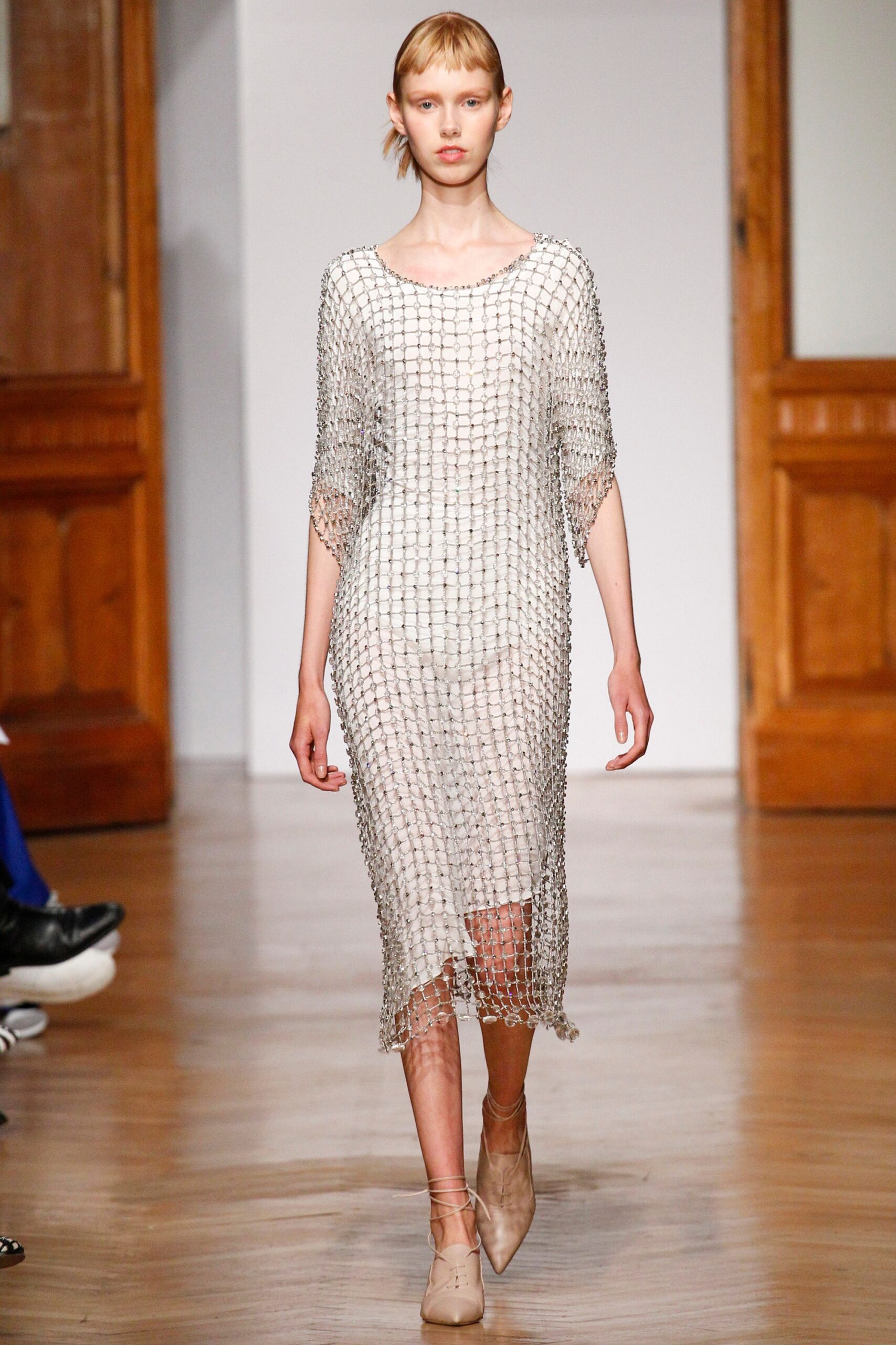 white mesh sleeveless dress