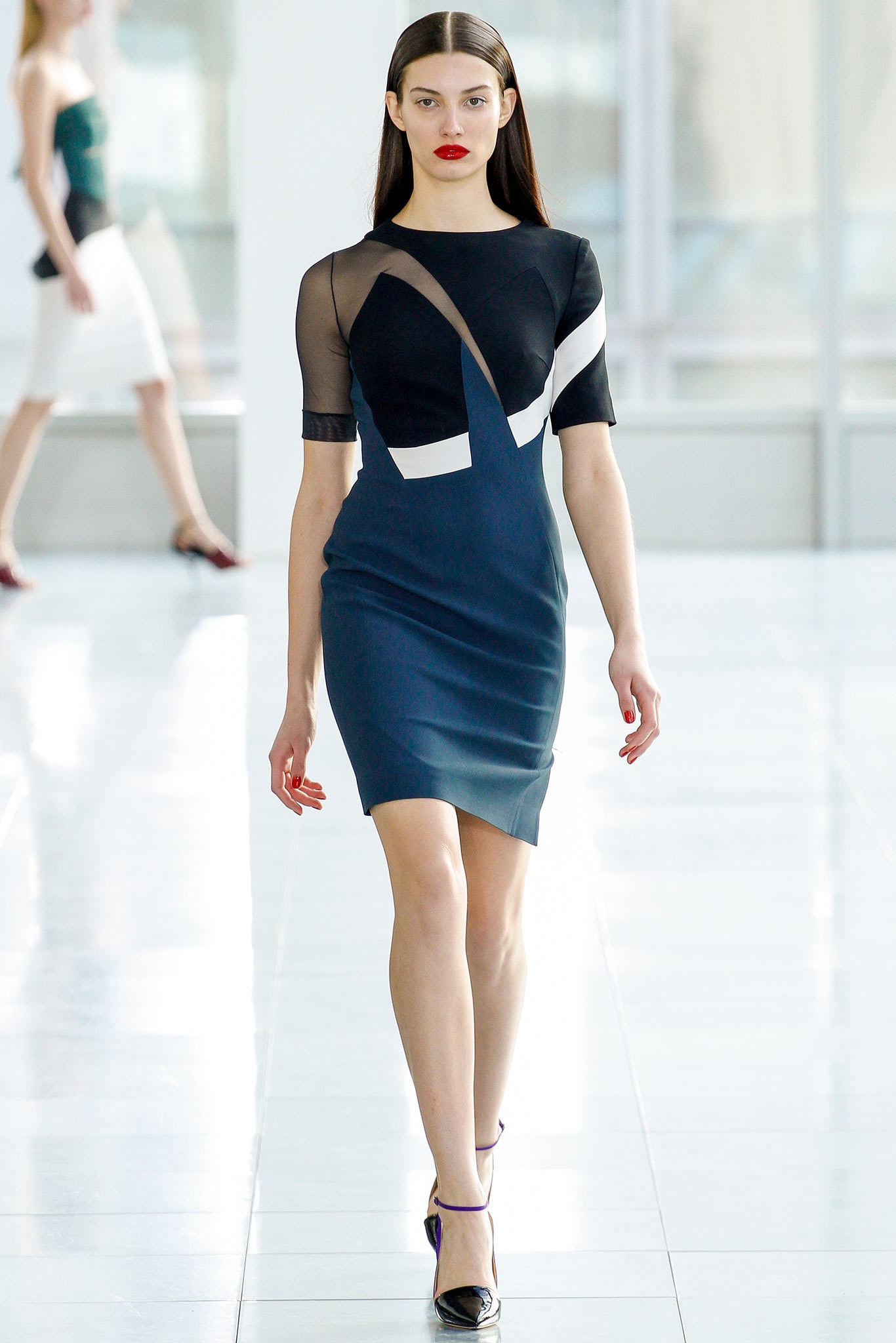color-blocked fitted mini dress