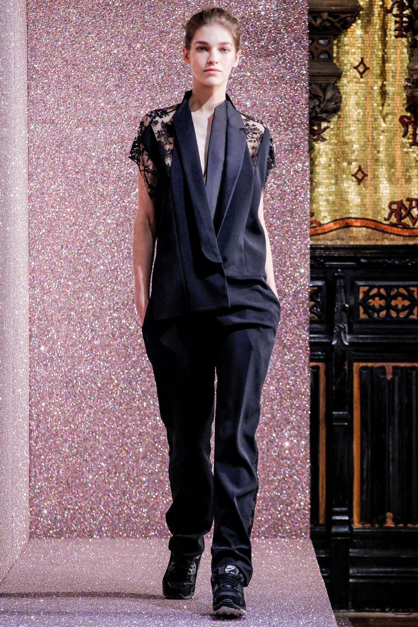 black silk blouse and pants