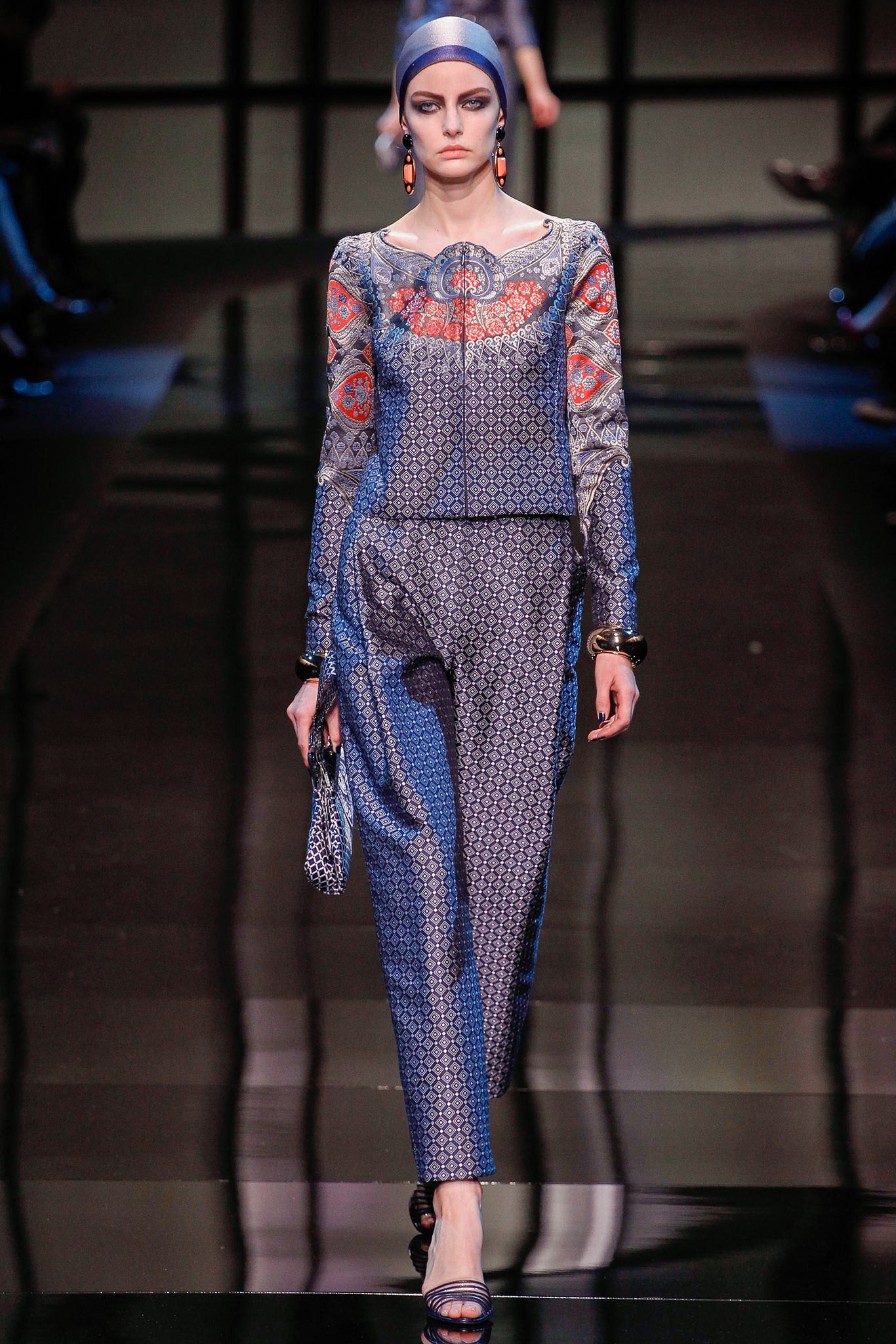 blue silk fitted jumpsuit