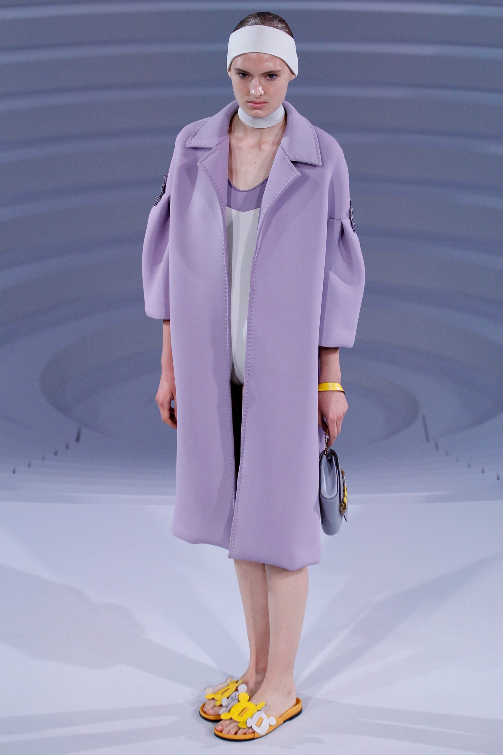 purple relaxed coat with sleeveless top
