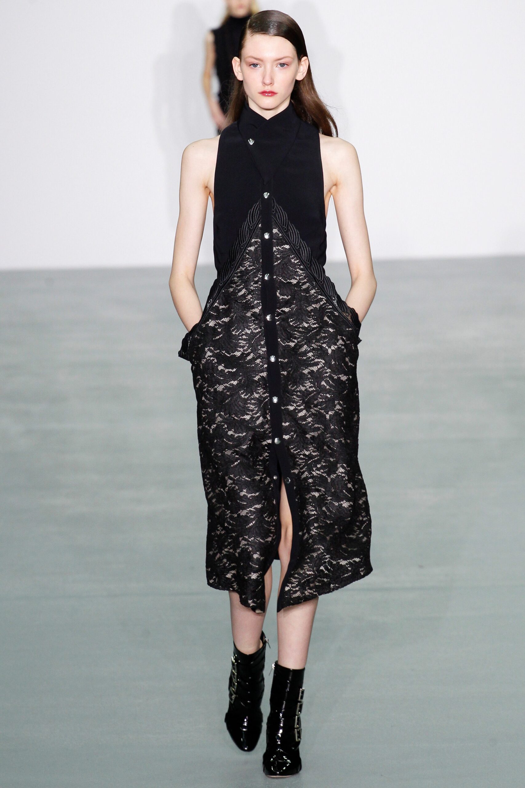 black silk sleeveless dress