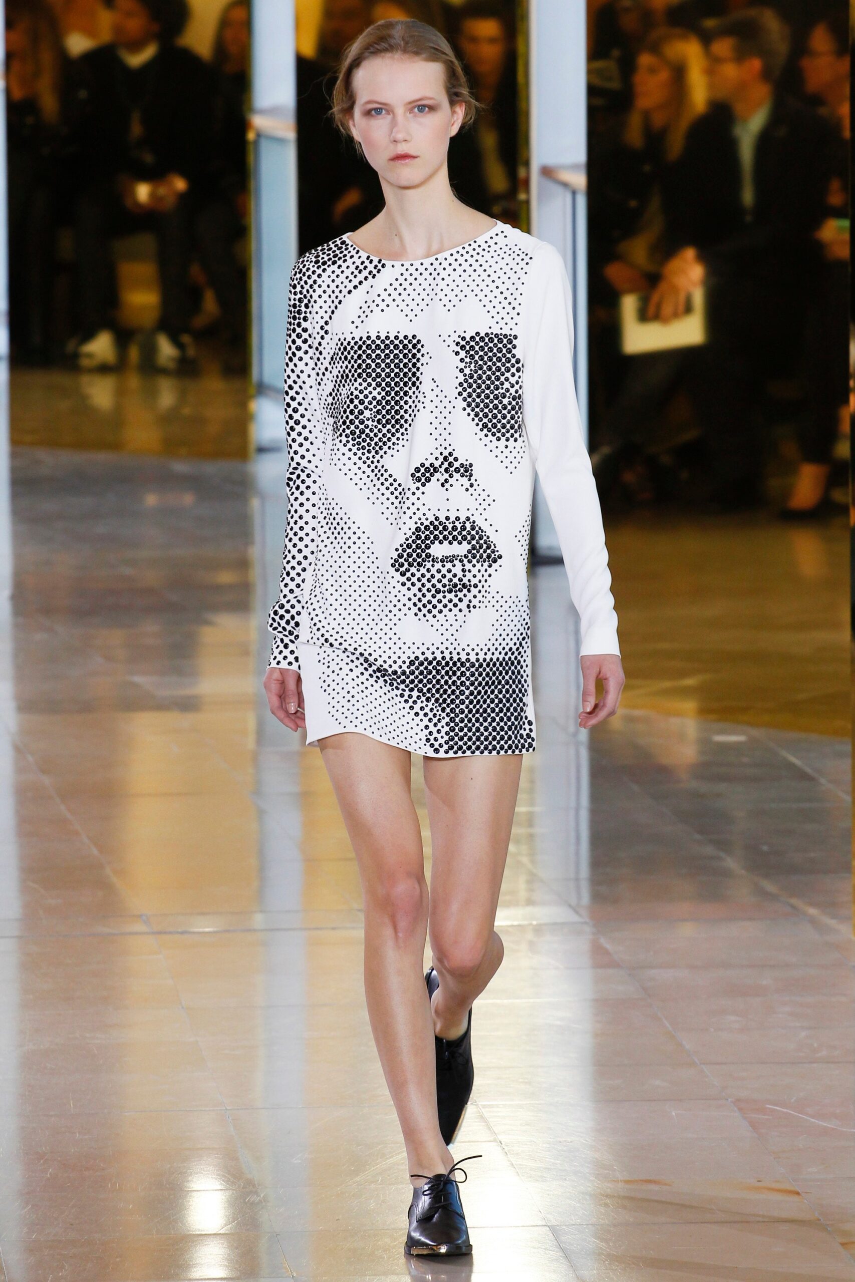 fitted white and black printed dress