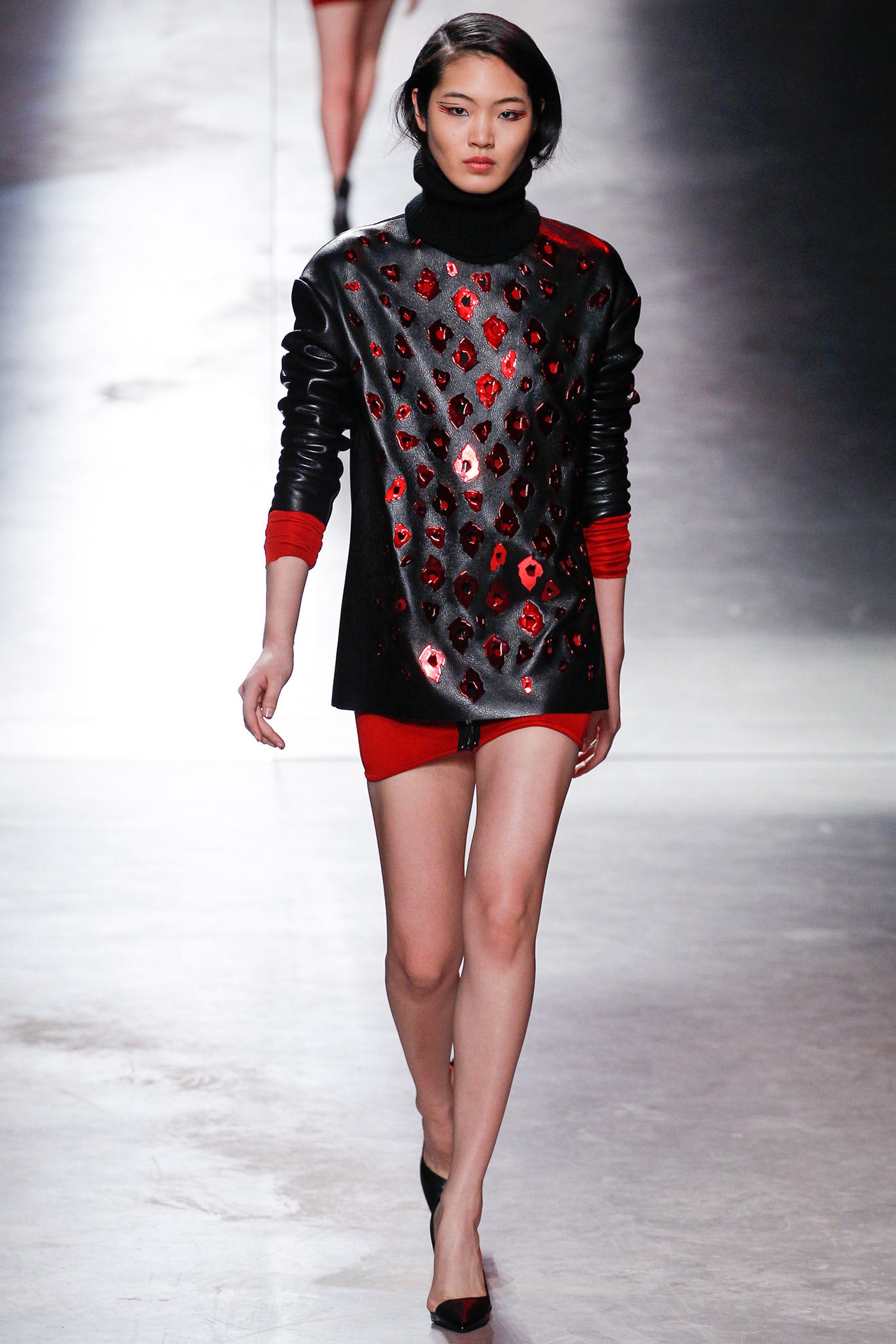 black leather mini dress