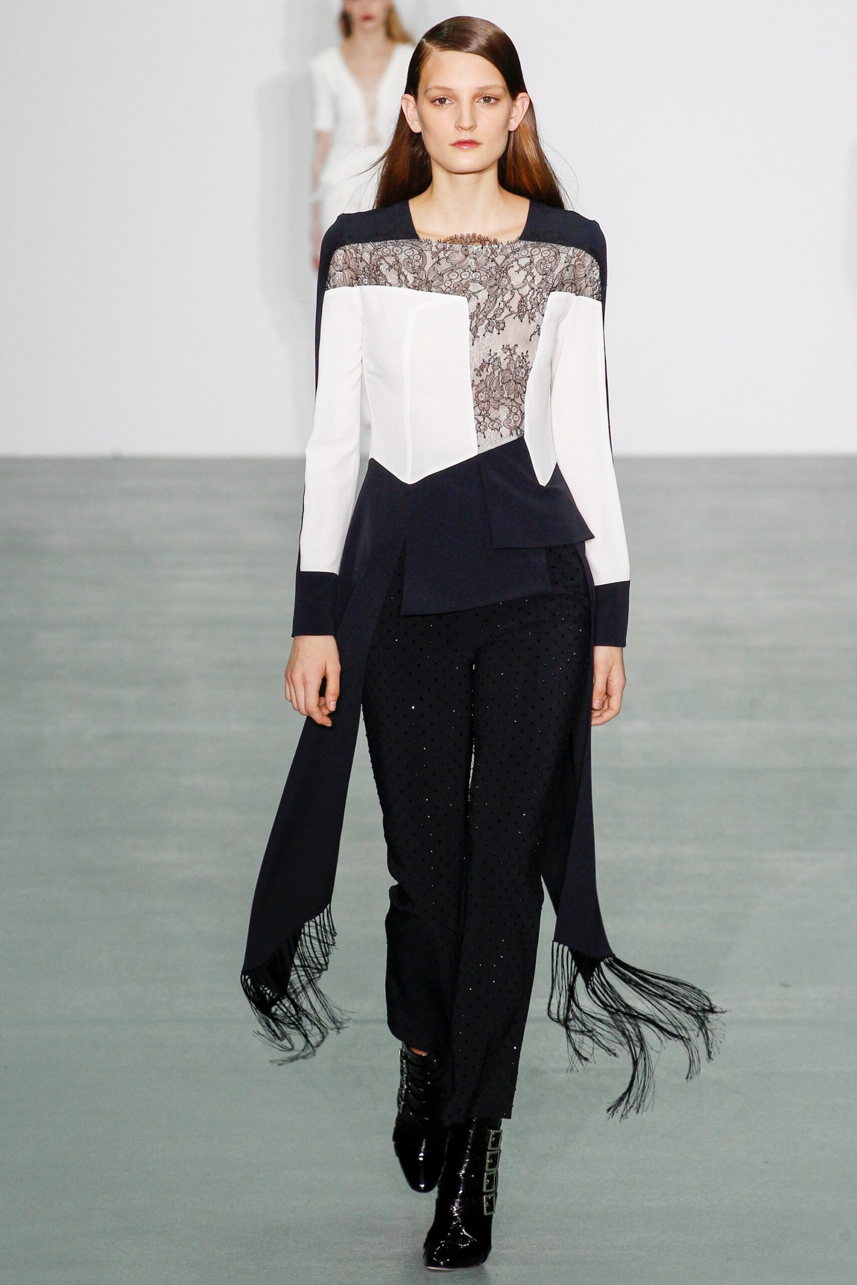 black and white fitted blouse and pants