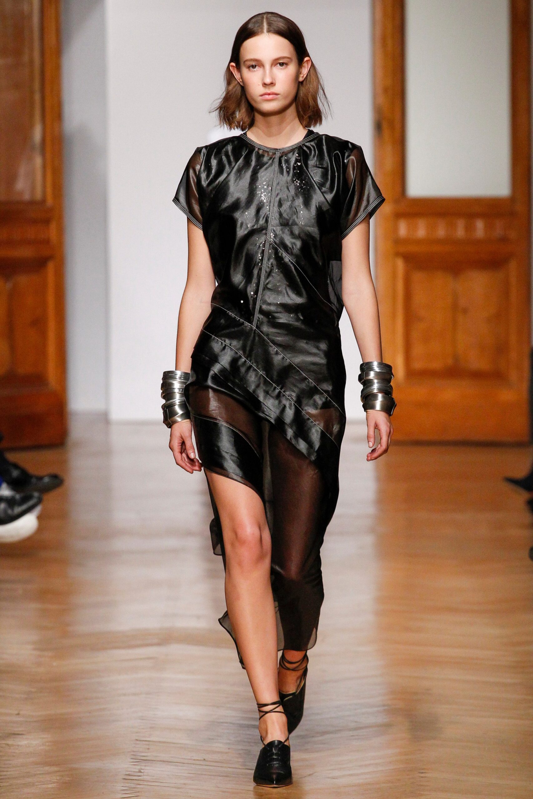 black silk sleeveless dress
