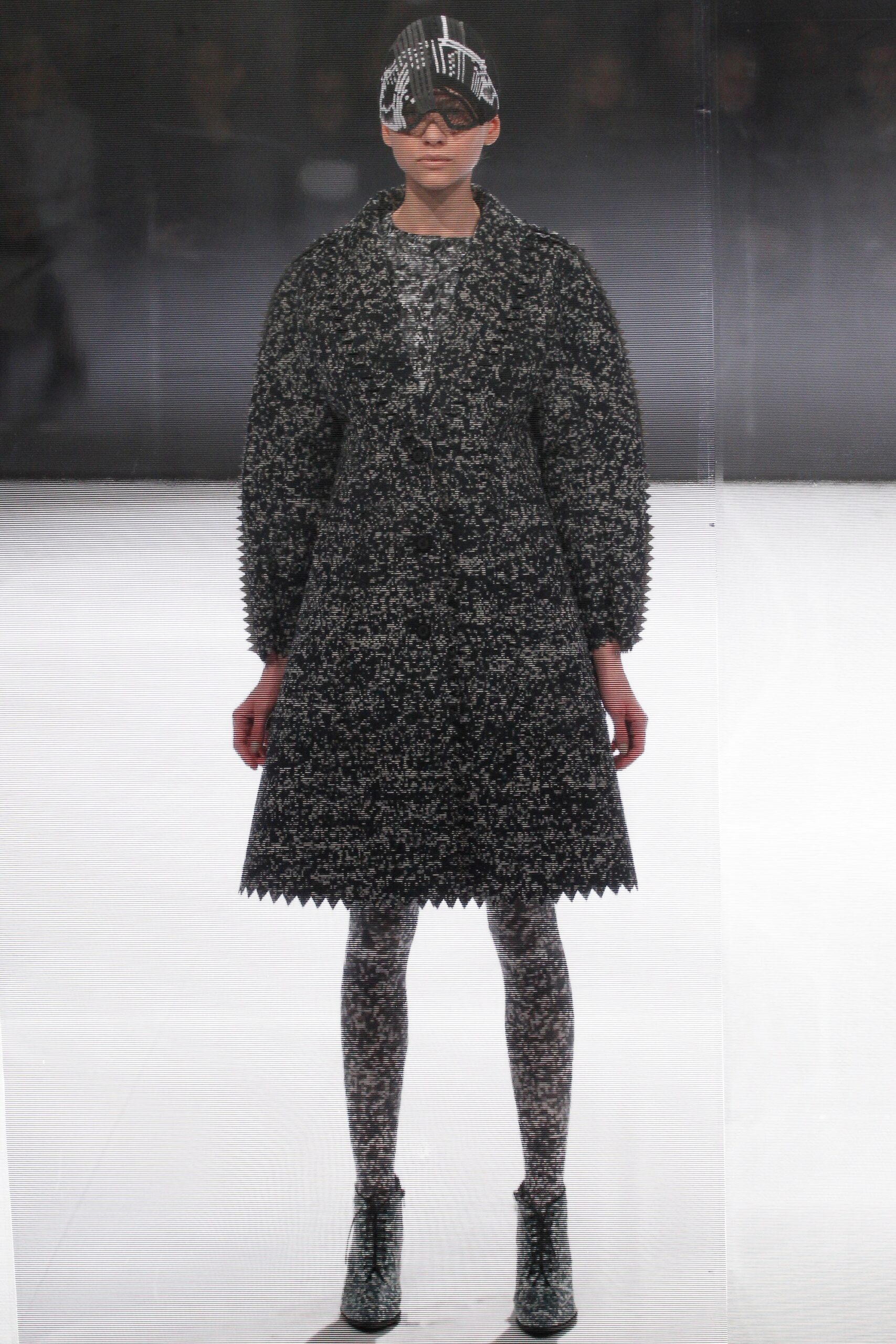 black and white textured coat