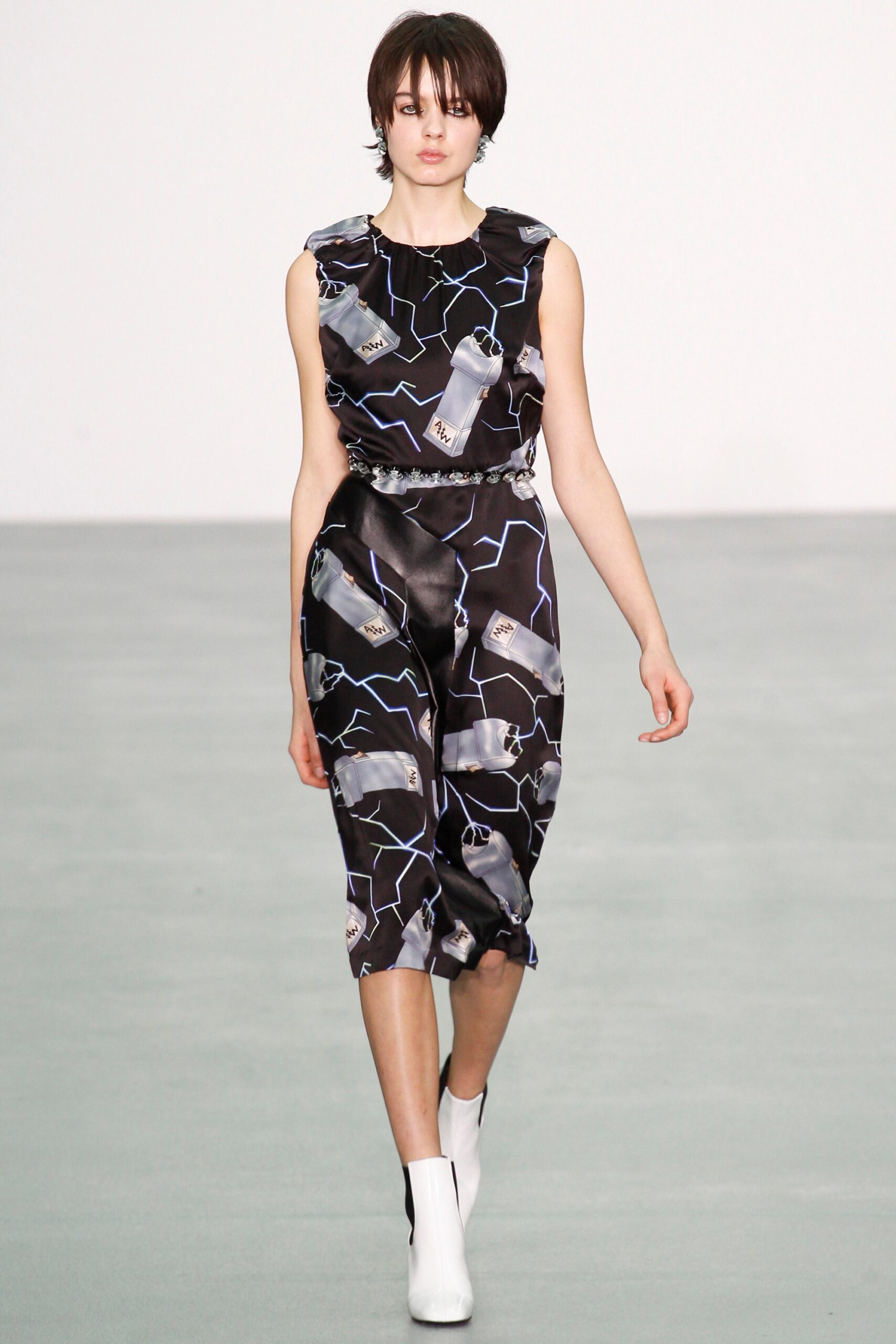 black and white printed midi dress