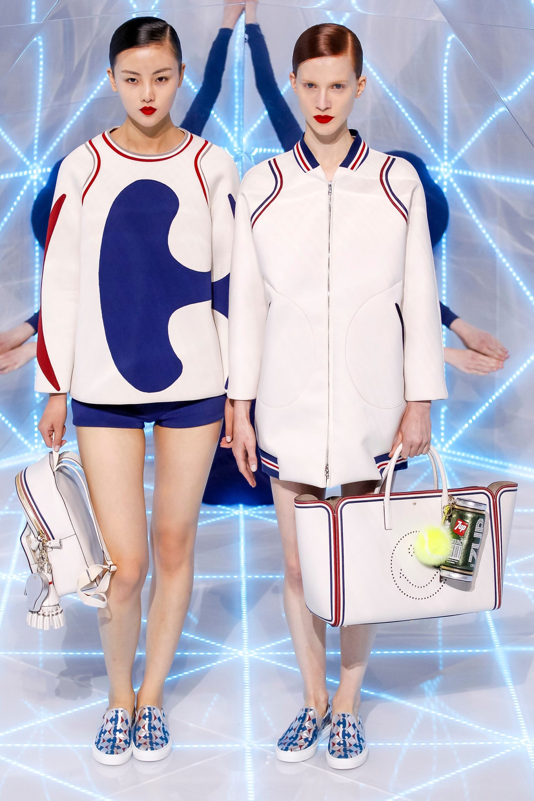 color-blocked top and fitted shorts