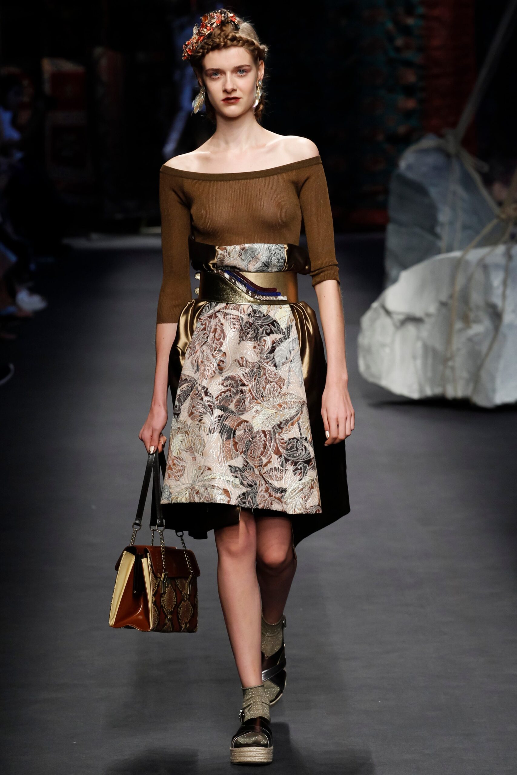 multi silk fitted pleated mini skirt