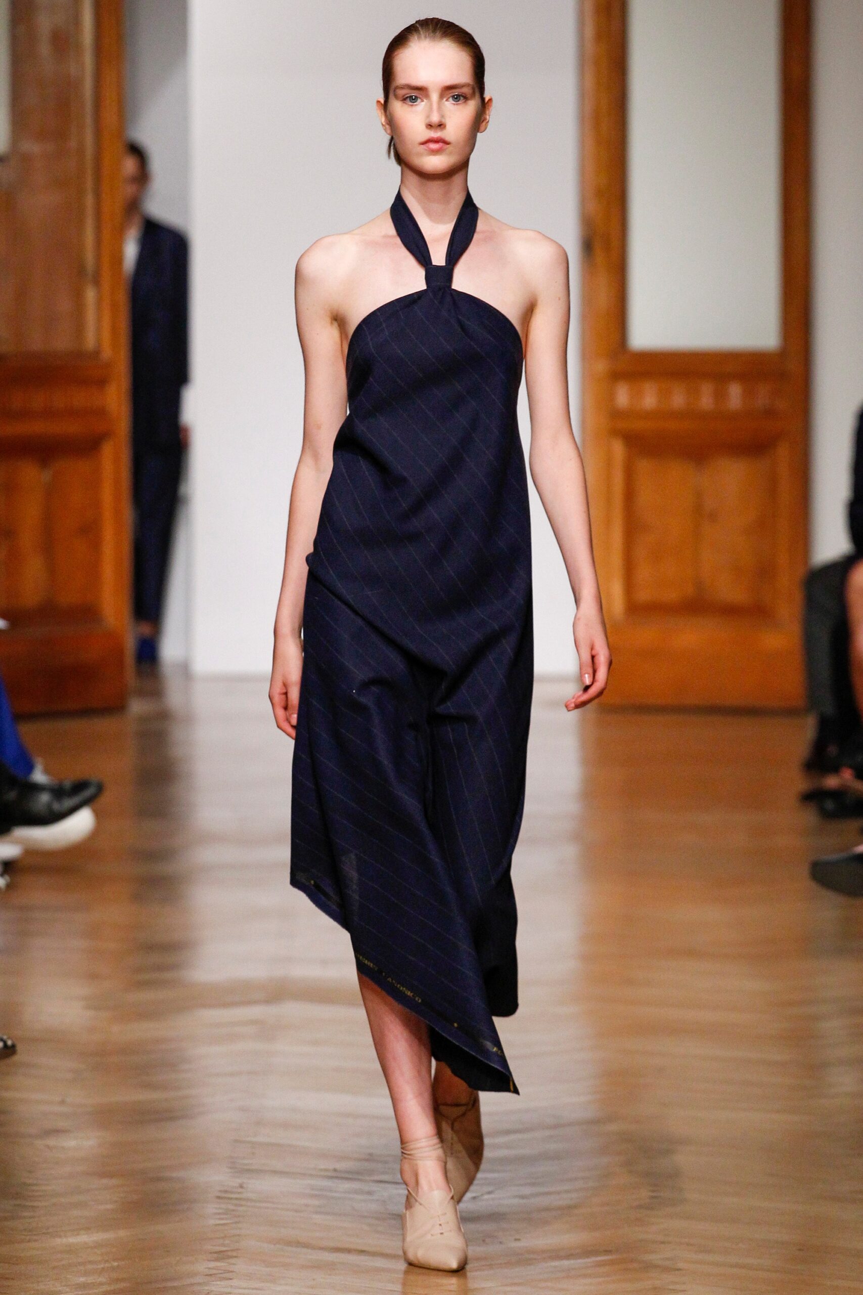 blue cotton halter dress