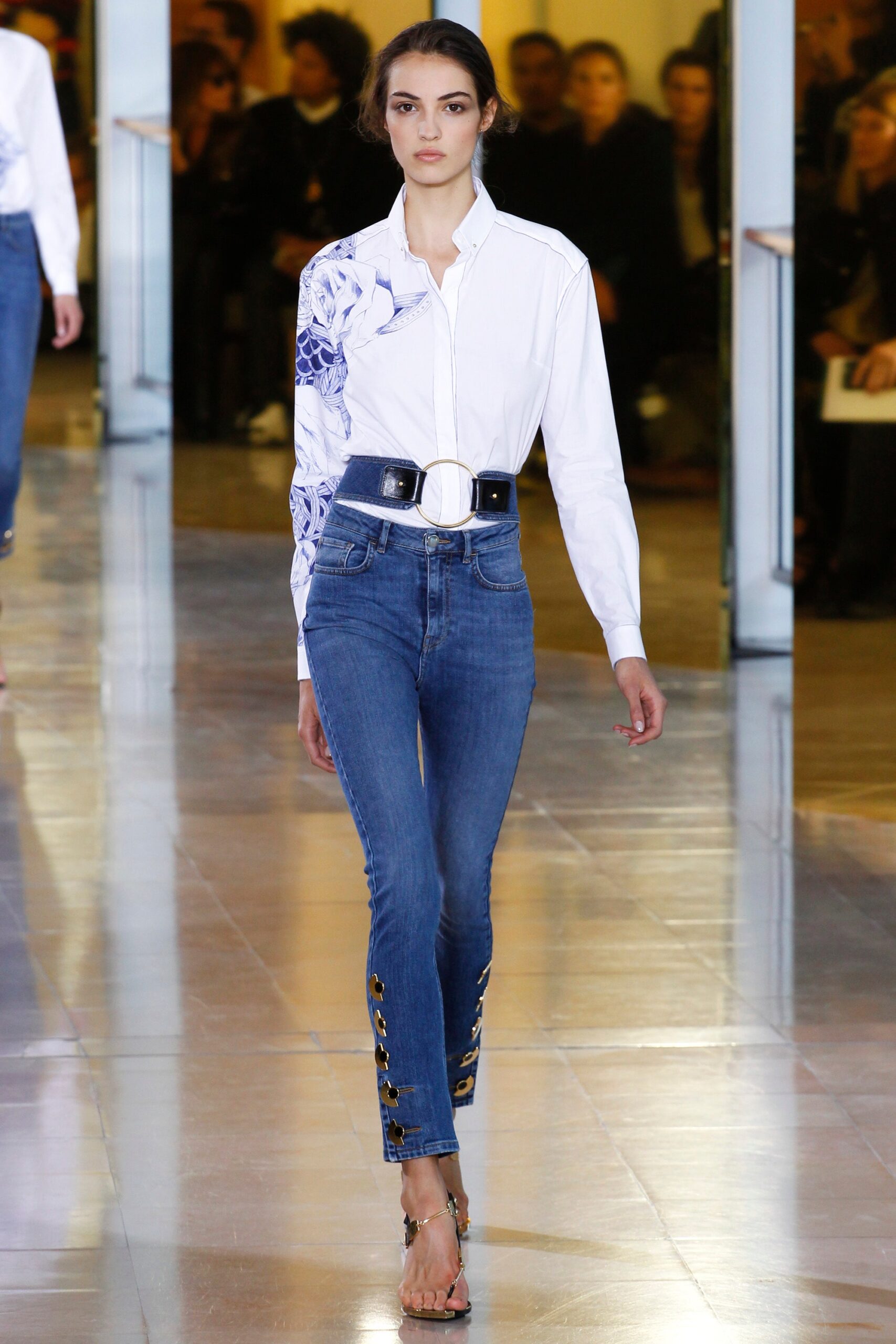 blue denim slim zippered jeans